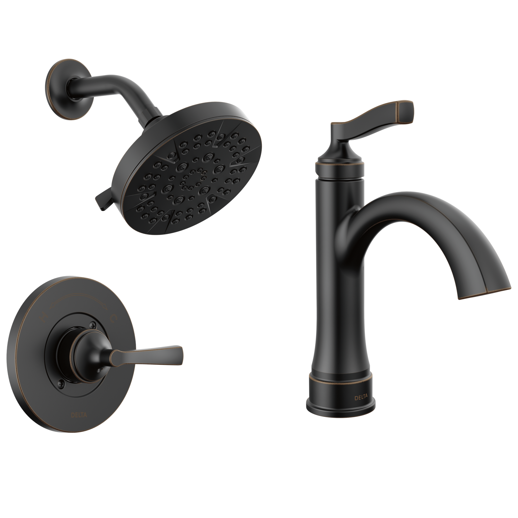 Single Handle Lavatory Faucet with 14 Series Shower Trim and Rough Bundle