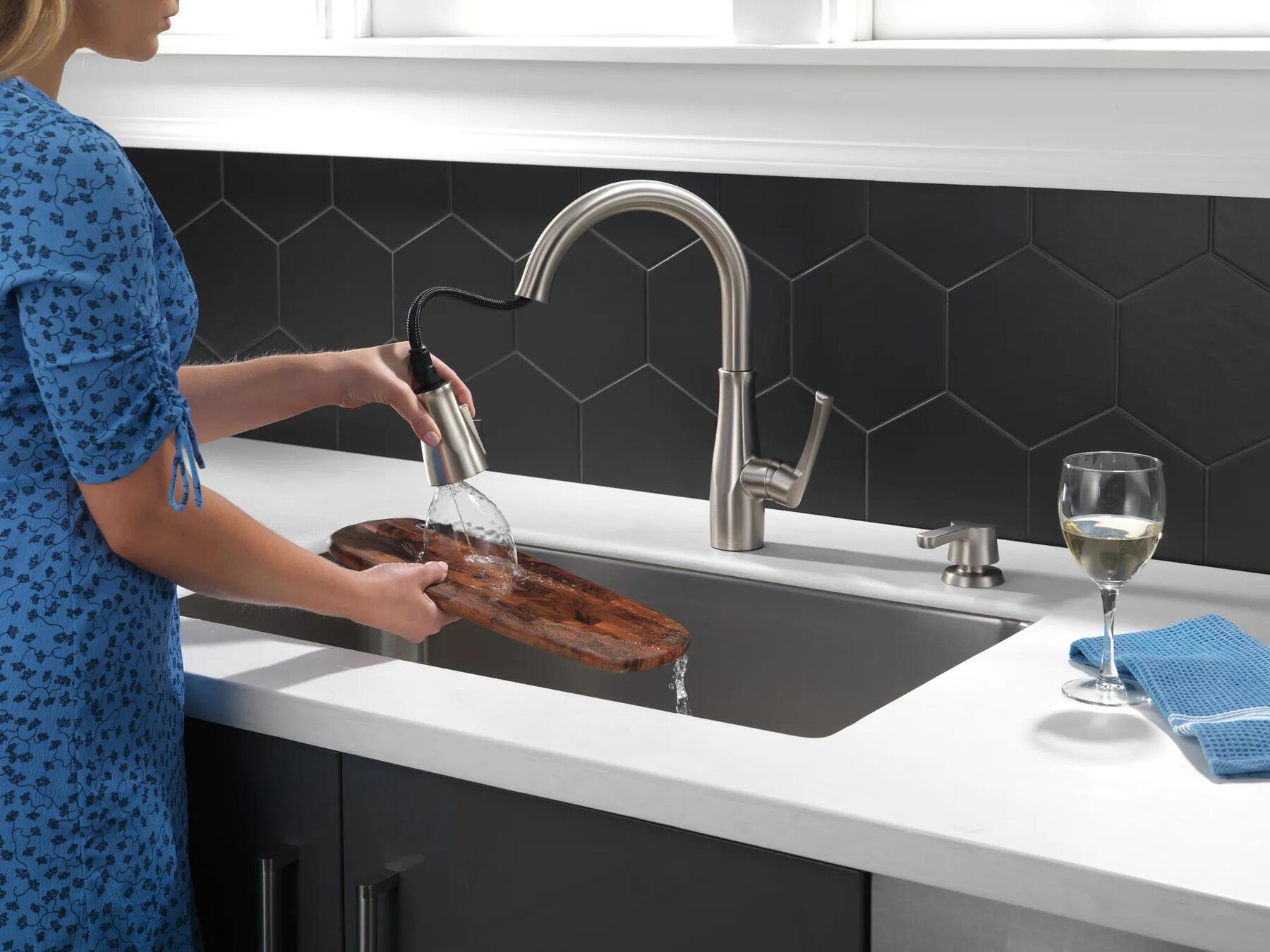 Single Handle Pull-Down Kitchen with Soap Dispenser and ShieldSpray Technology
