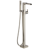 Single Handle Floor Mount Channel Spout Tub Filler Trim with Hand Shower