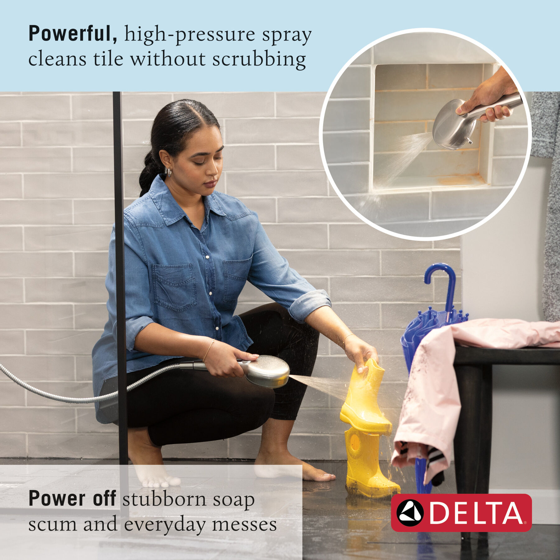7-Setting Wall Mount Hand Shower with Cleaning Spray (Recertified)