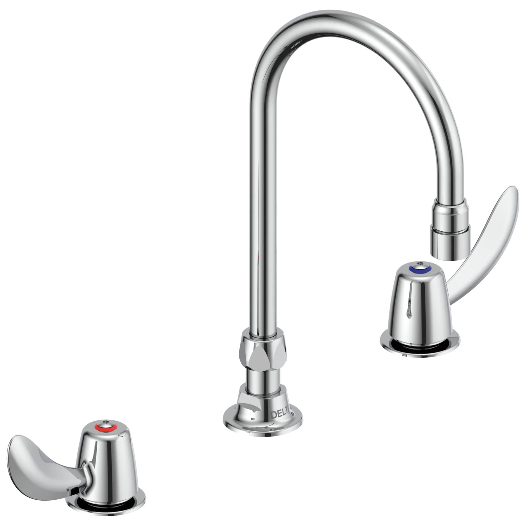 Two Handle Widespread Bathroom Faucet with Gooseneck Spout - Less Pop-Up