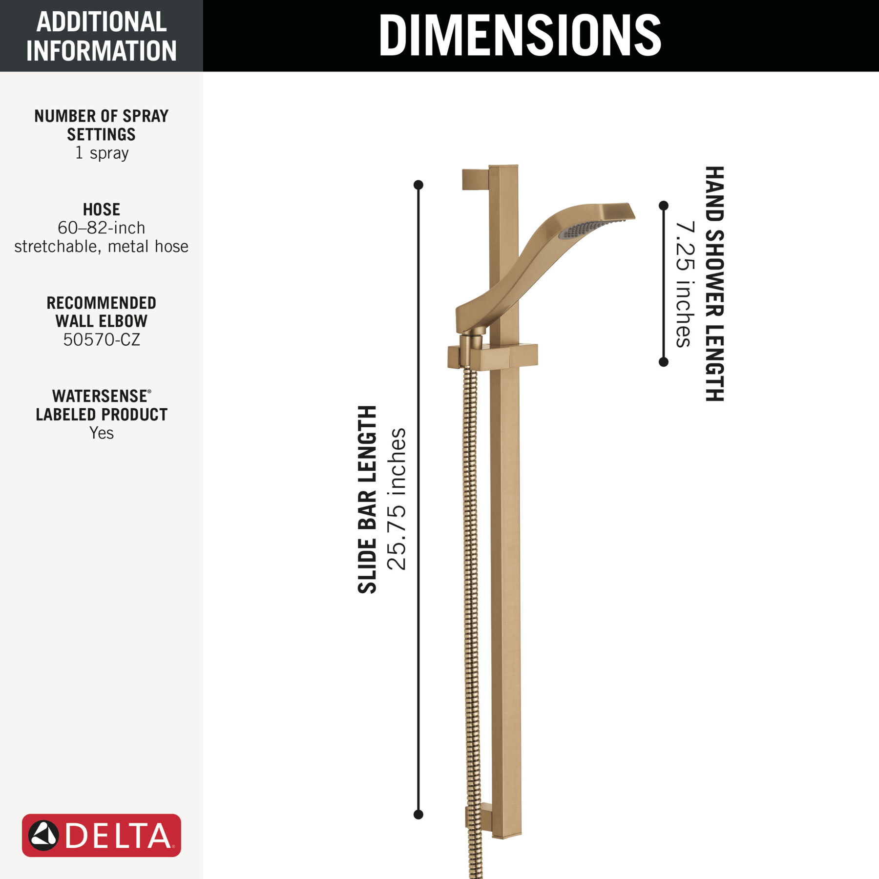 Premium Single-Setting Slide Bar Hand Shower