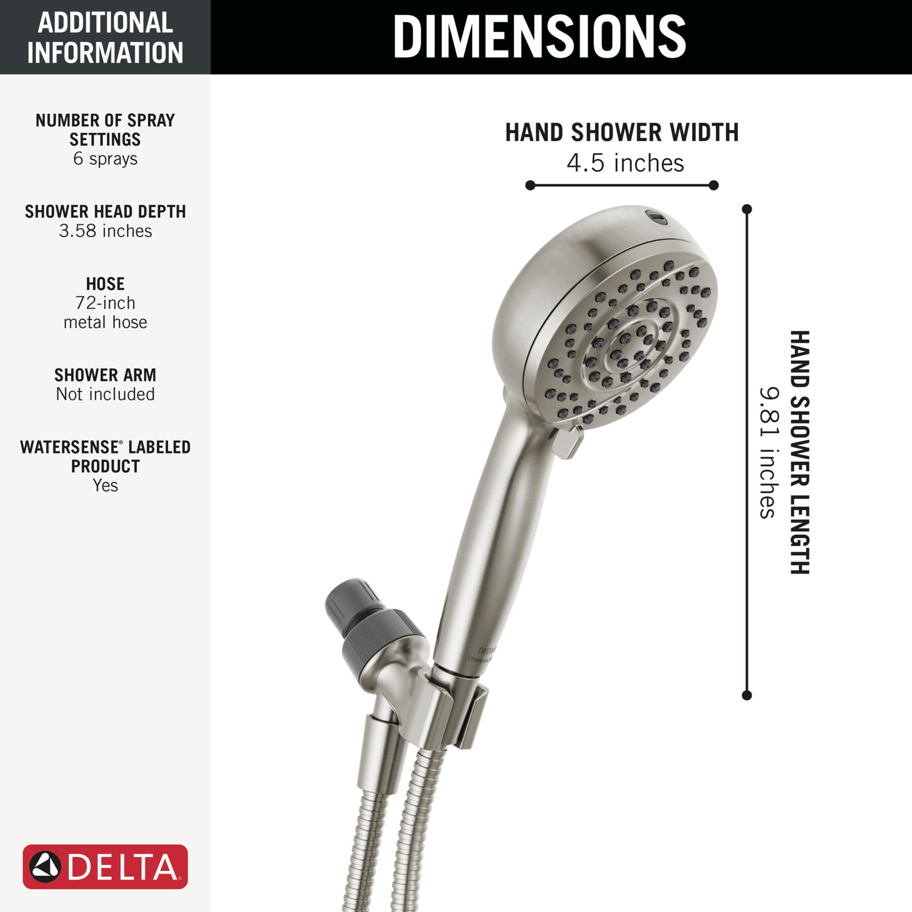 6-Setting Hand Shower with Cleaning Spray