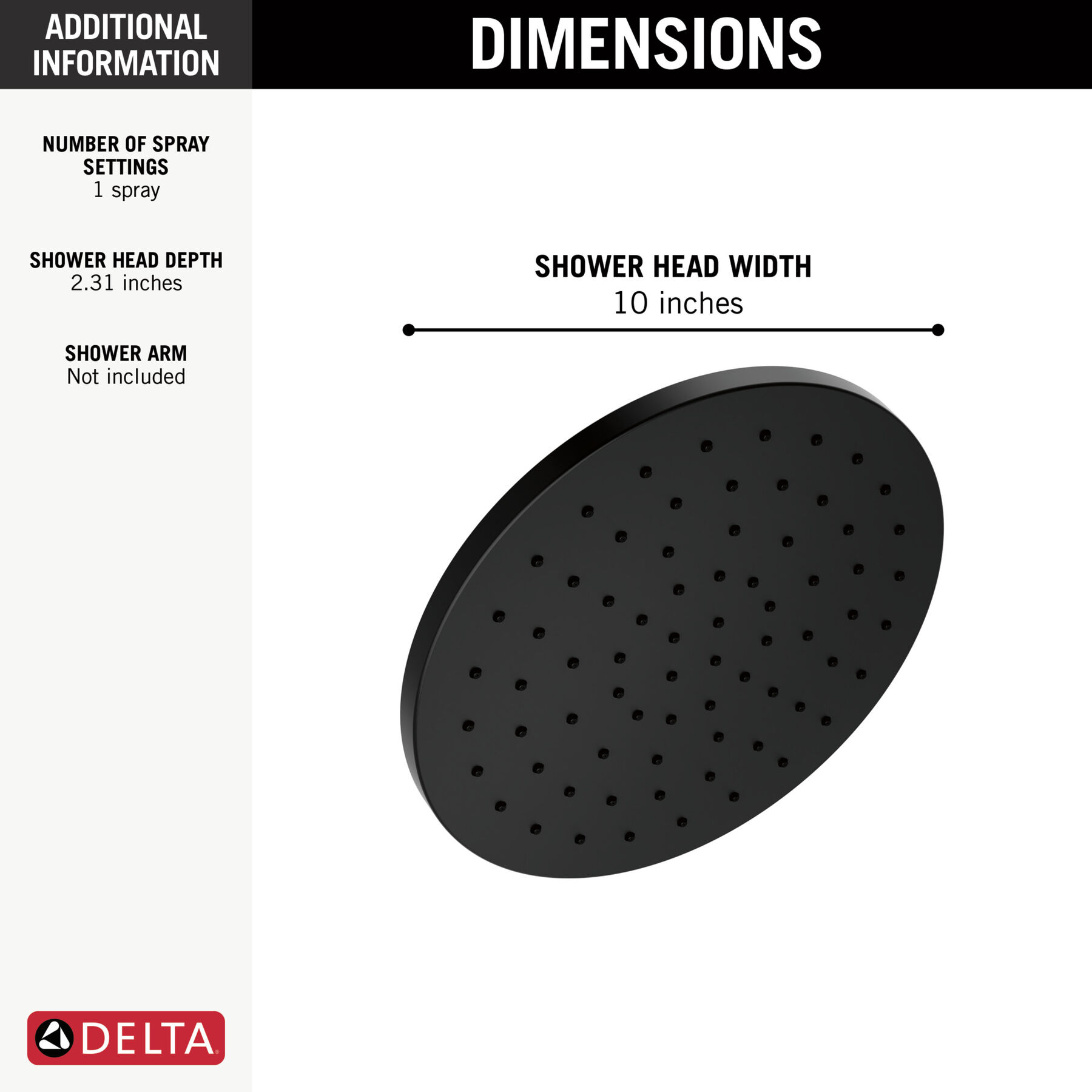 10" Single-Function Raincan Shower Head