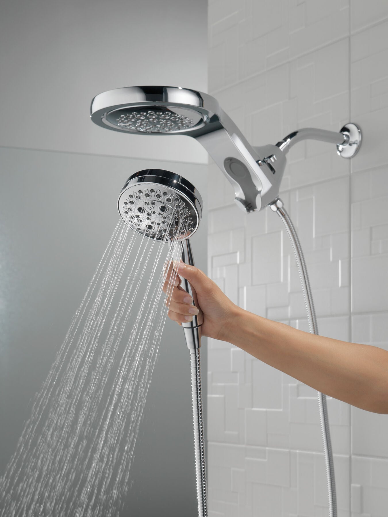 HydroRain&reg; H<sub>2</sub>Okinetic&reg; 5-Setting Two-in-One Shower Head