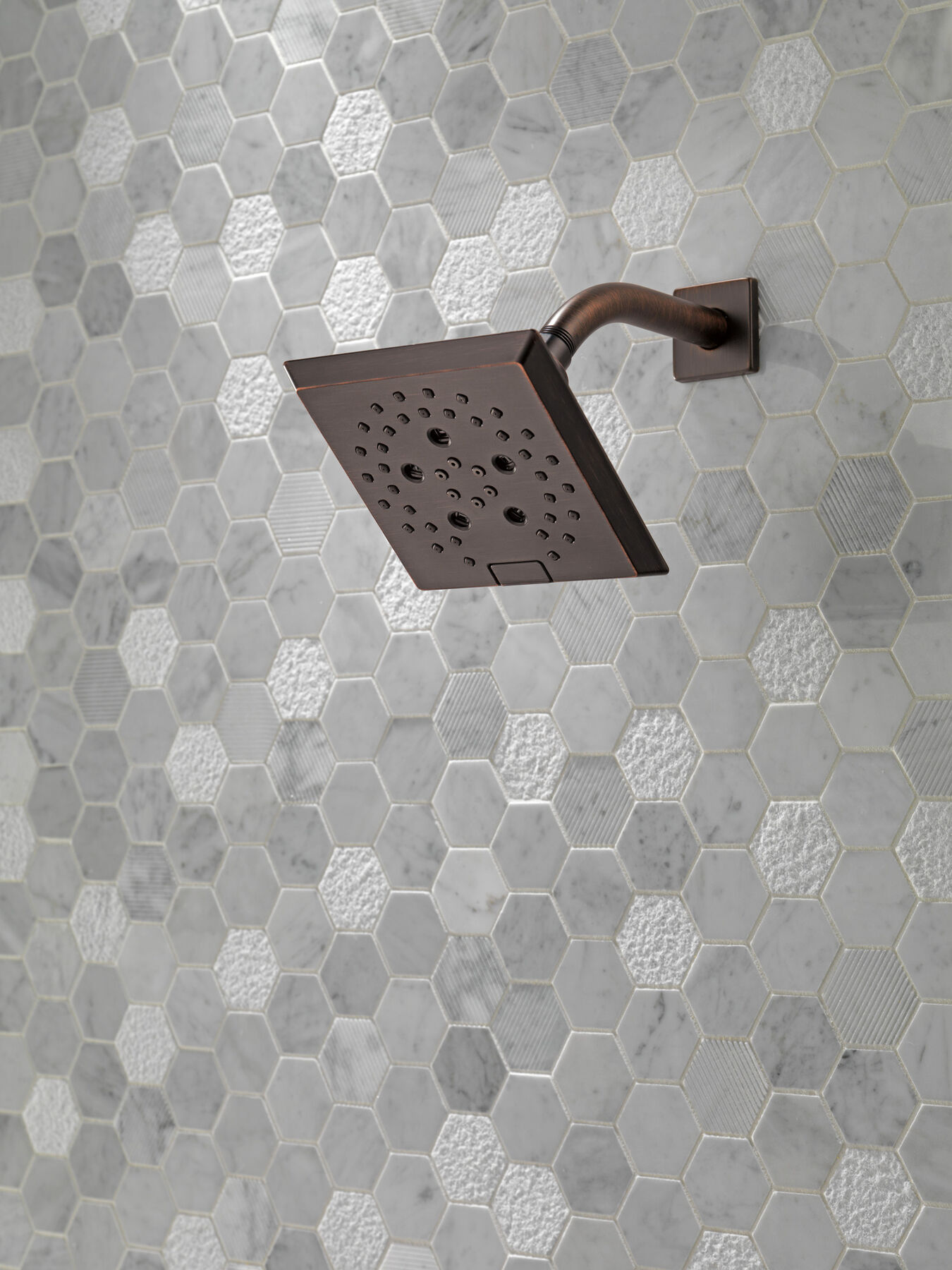 H<sub>2</sub>Okinetic&reg; 5-Setting Angular Modern Raincan Shower Head
