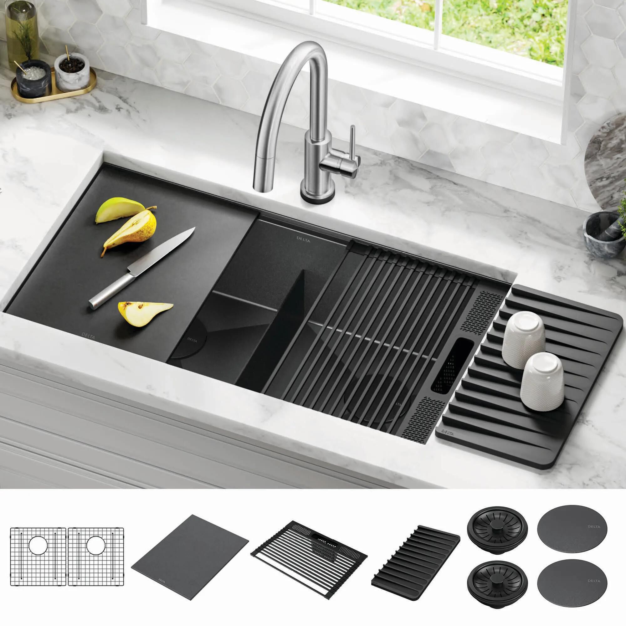 33” Undermount 16 Gauge Workstation Kitchen Sink Double Bowl with