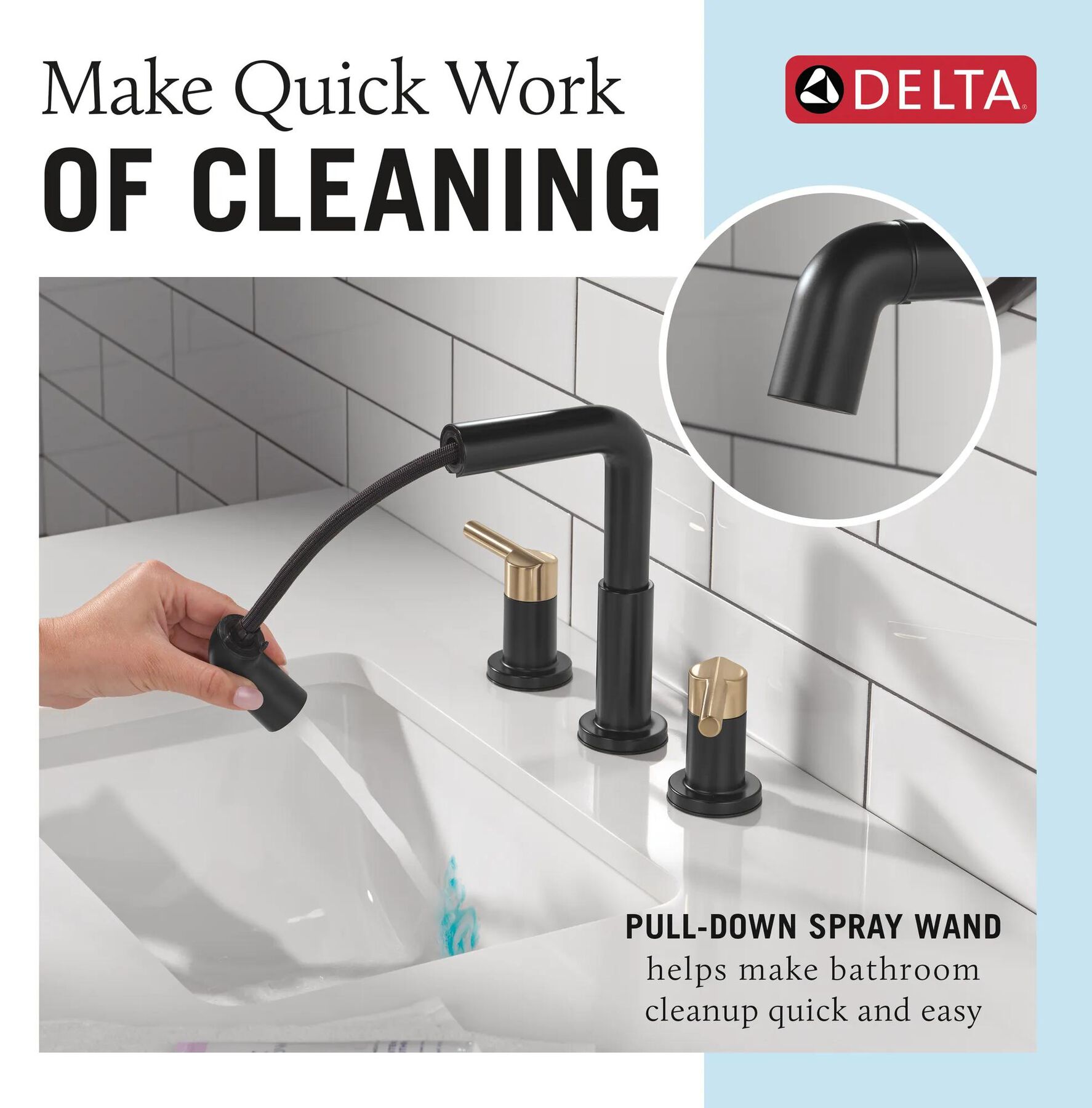 Two Handle Widespread Pull-Down Bathroom Faucet