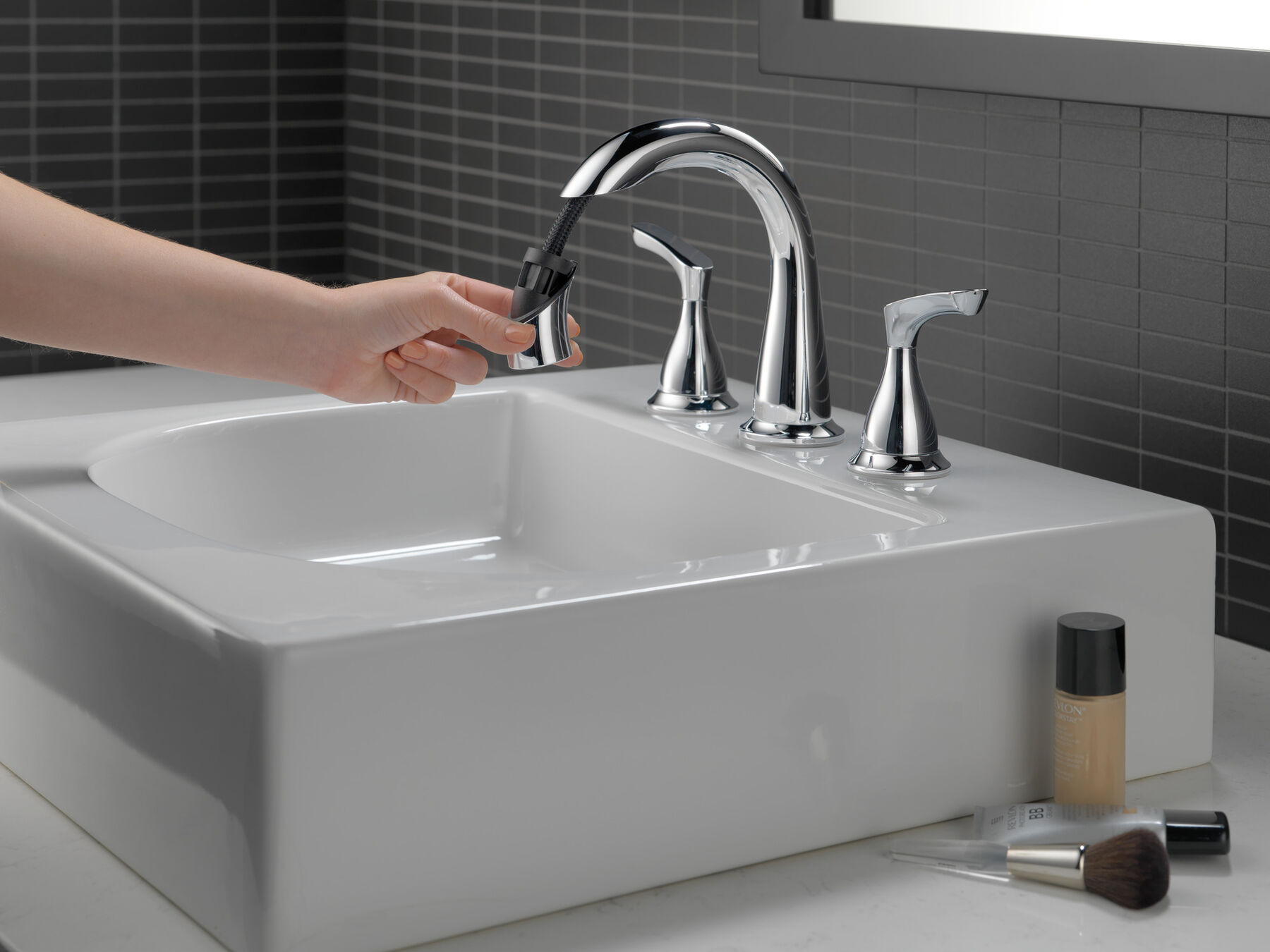 Two Handle Widespread Pull-Down Bathroom Faucet