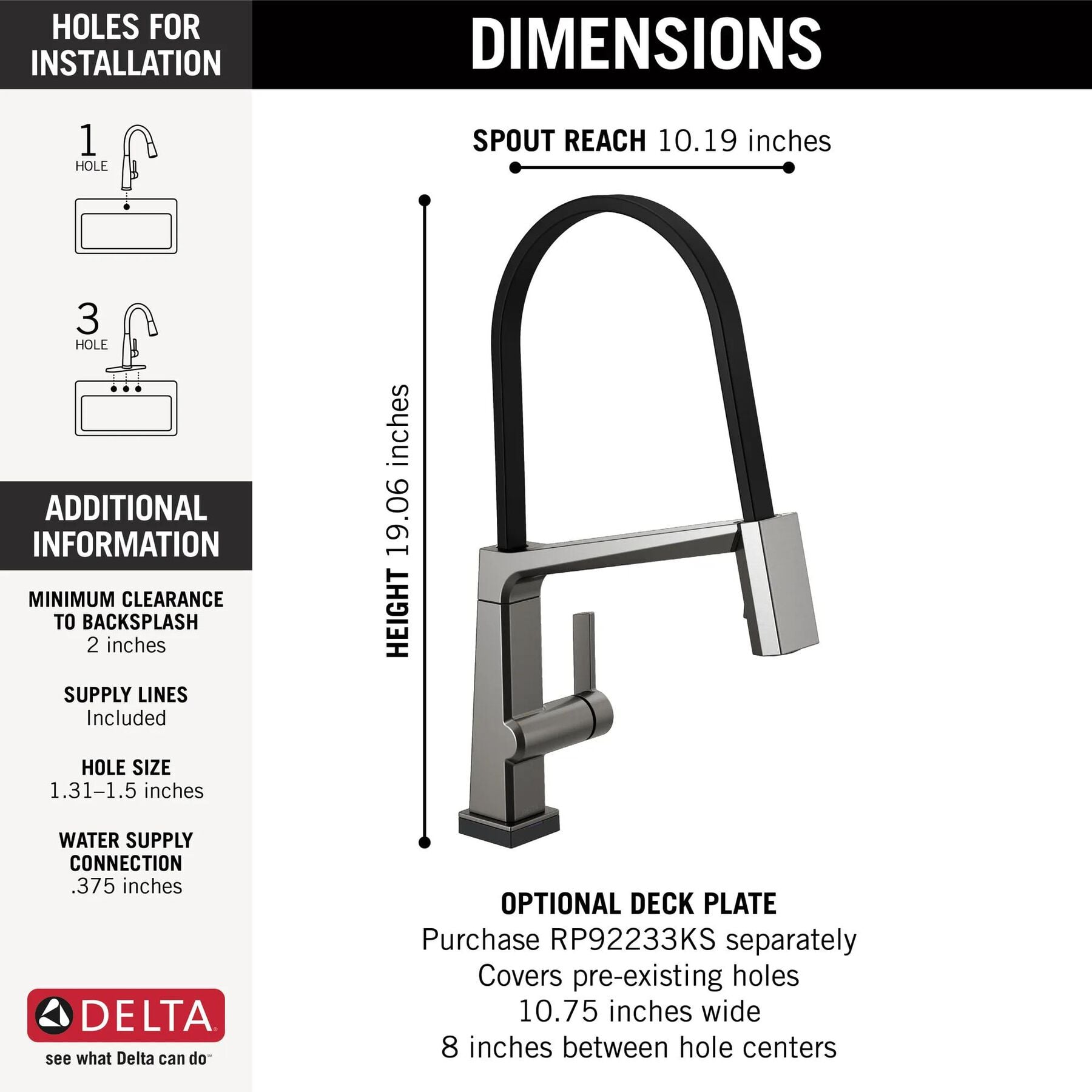 Single Handle Exposed Hose Kitchen Faucet with Touch<sub>2</sub>O Technology