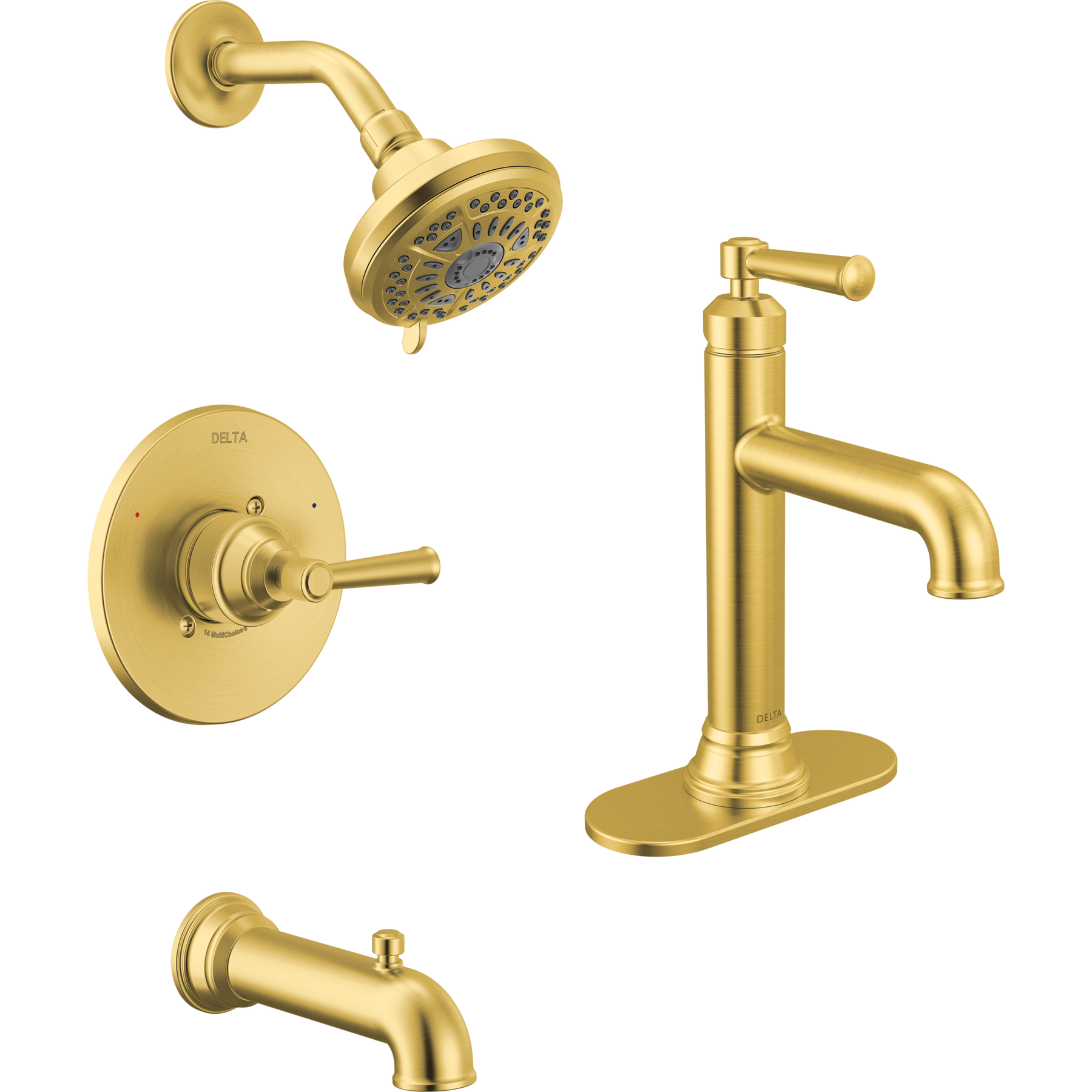 Single Handle Lavatory Faucet with 14 Series Tub Shower Trim and Rough Bundle
