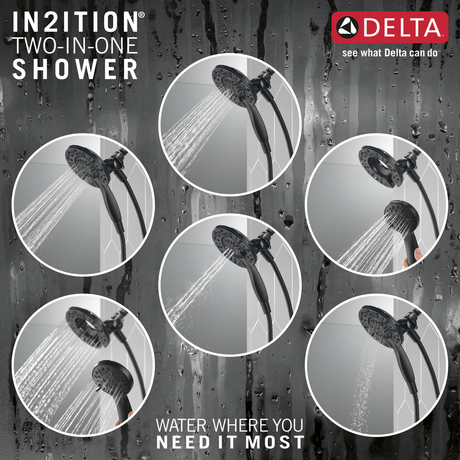 4 Setting In2ition&reg; 2-in-1 Shower (Recertified)
