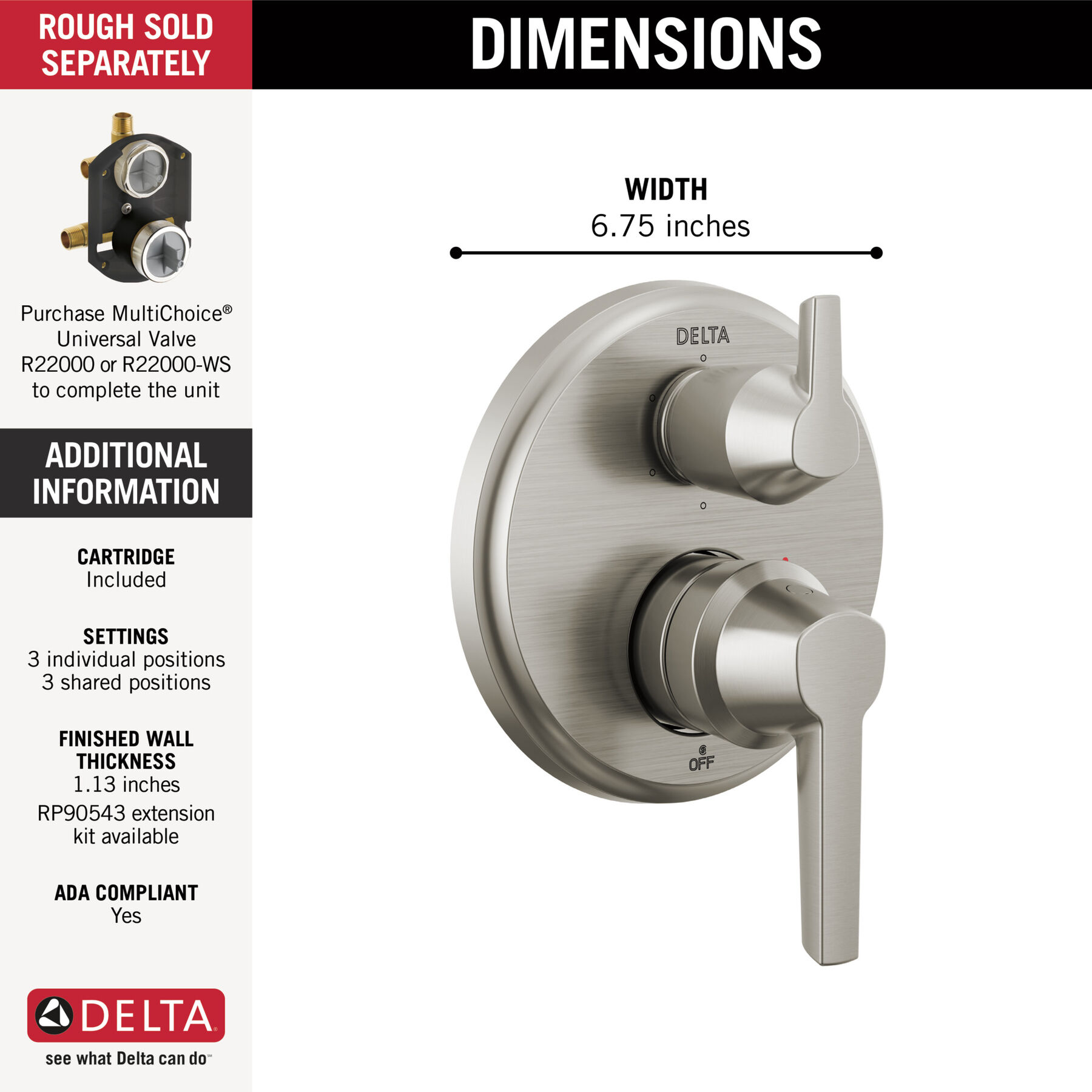 14S Integrated Diverter Trim - 6 Setting