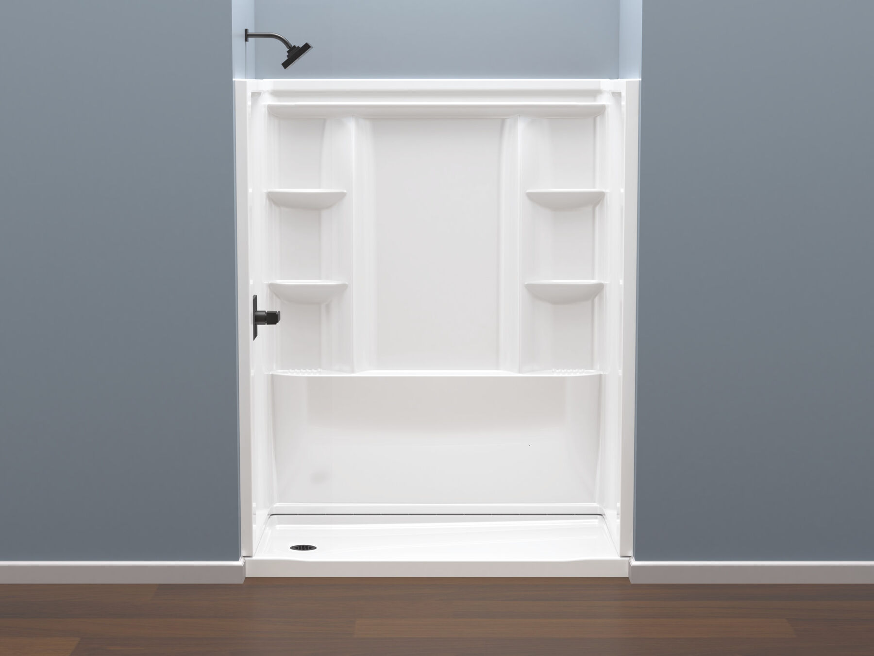 60x32 Alcove Shower Bundle with Trim and Drain - Left Drain