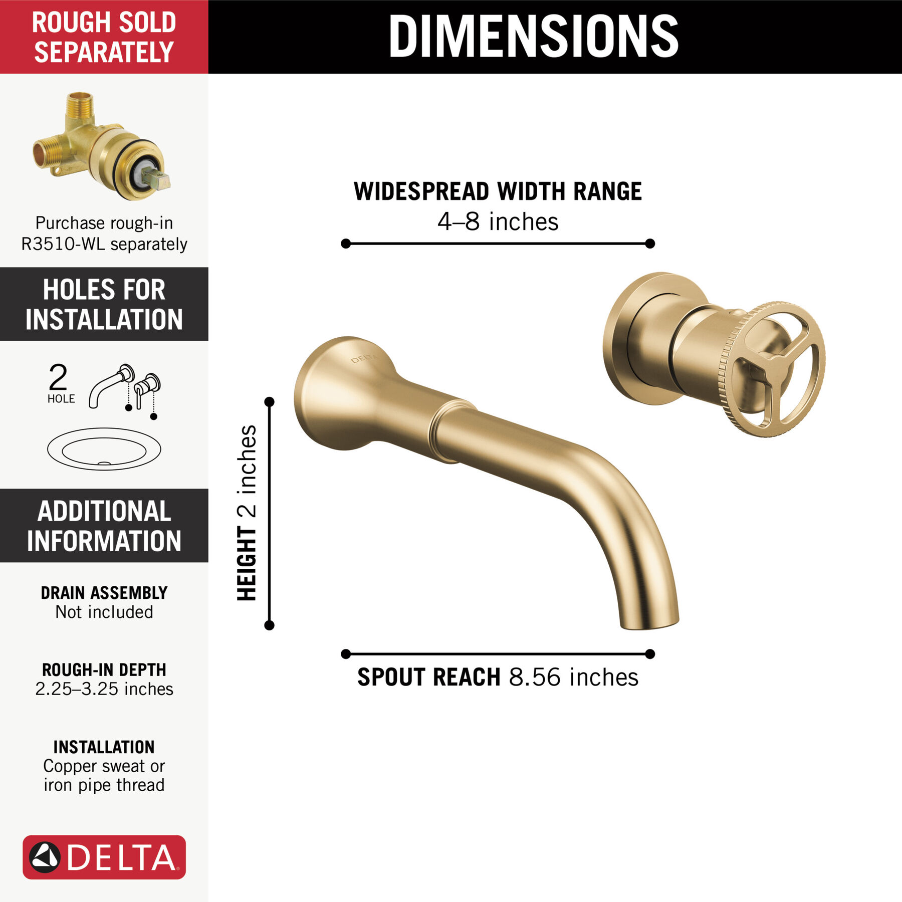 Single Handle Wall Mount Bathroom Faucet Trim