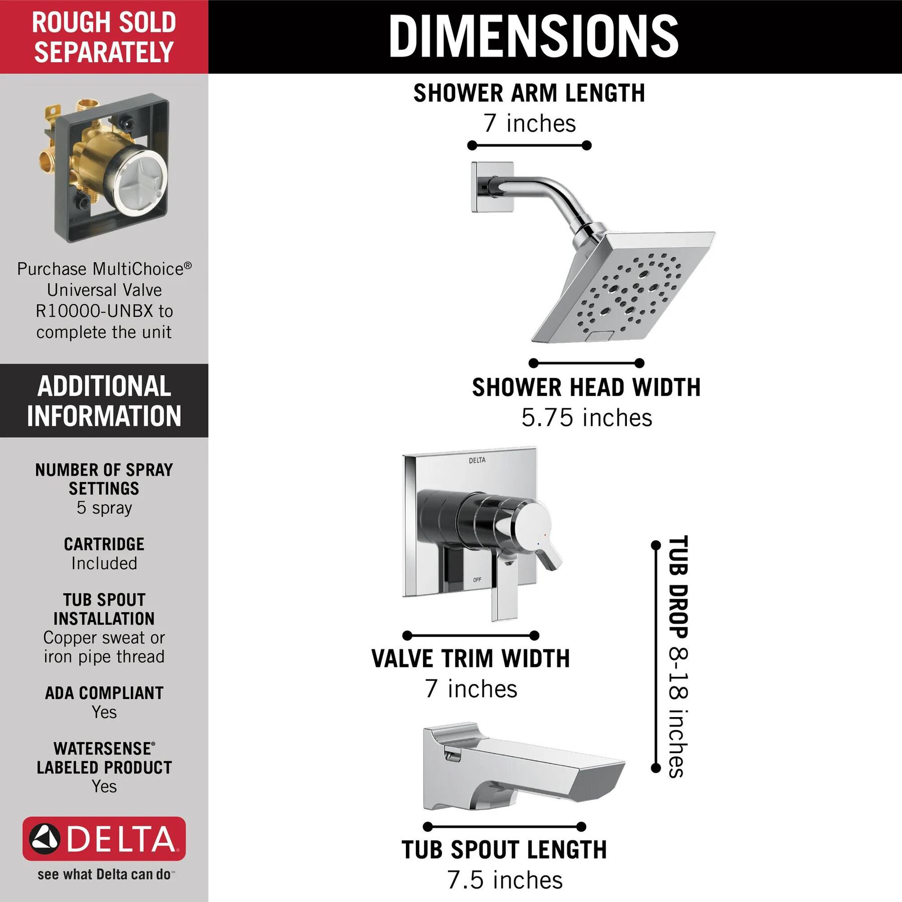 Monitor&reg; 17 Series H<sub>2</sub>Okinetic&reg; Tub and Shower Trim