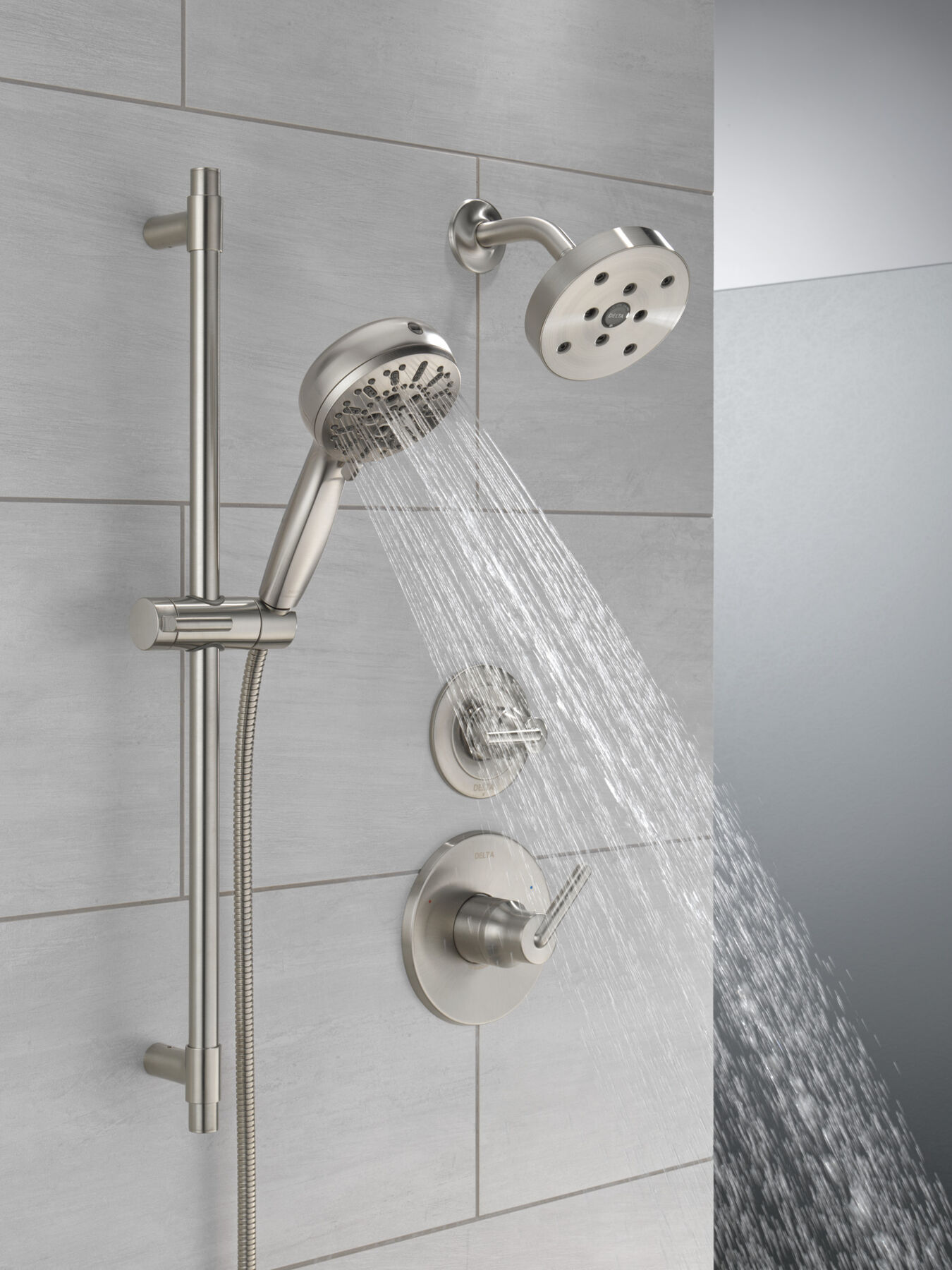 7-Setting Slide Bar Hand Shower with Cleaning Spray