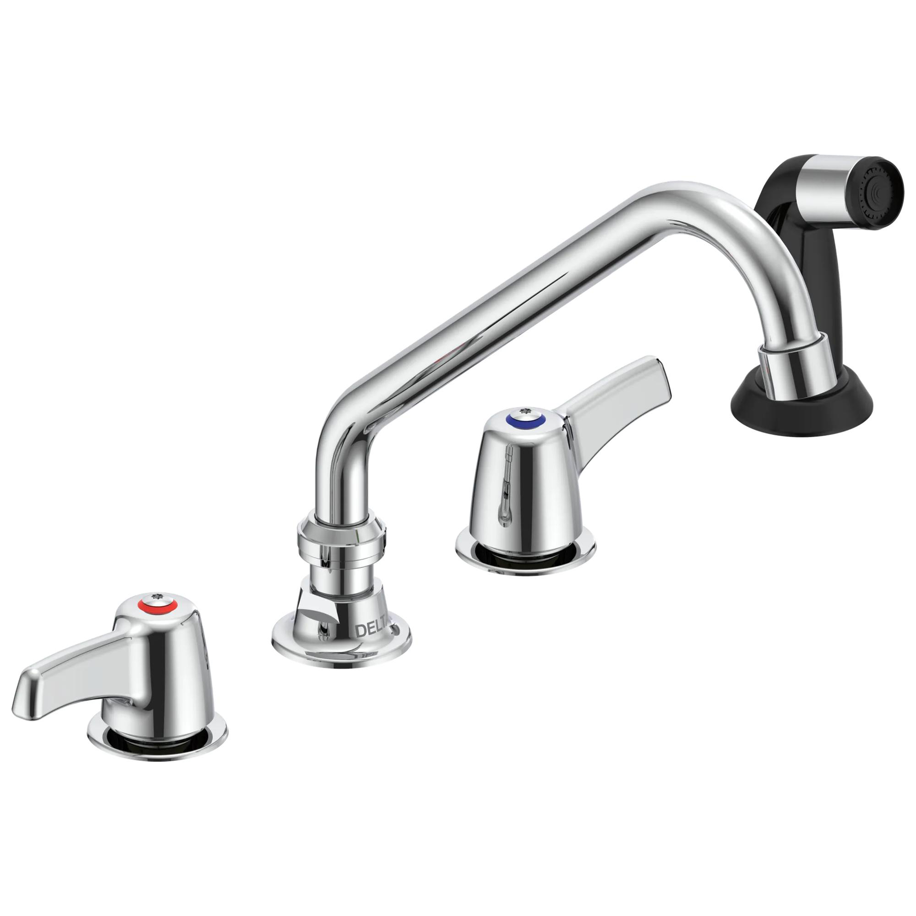 Two Handle 8 In Below Deck-Mount Faucet with Hose and Spray