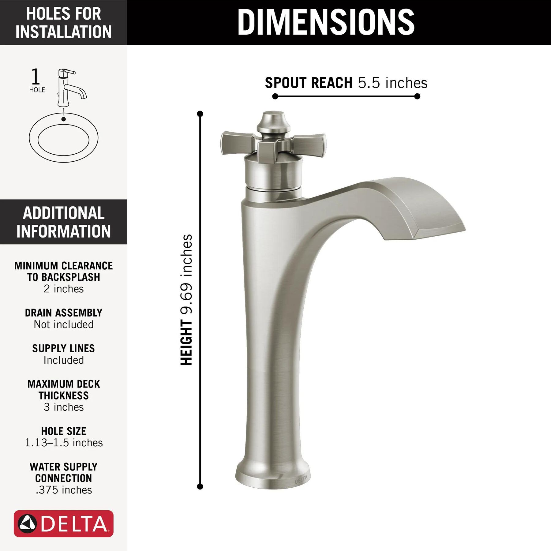 Single Handle Mid-Height Vessel Bathroom Faucet