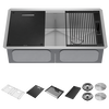 33&rdquo; Workstation Kitchen Sink Undermount&nbsp;16 Gauge&nbsp;Stainless Steel 50/50 Double Bowl with&nbsp;WorkFlow&trade; Ledge and&nbsp;Accessories