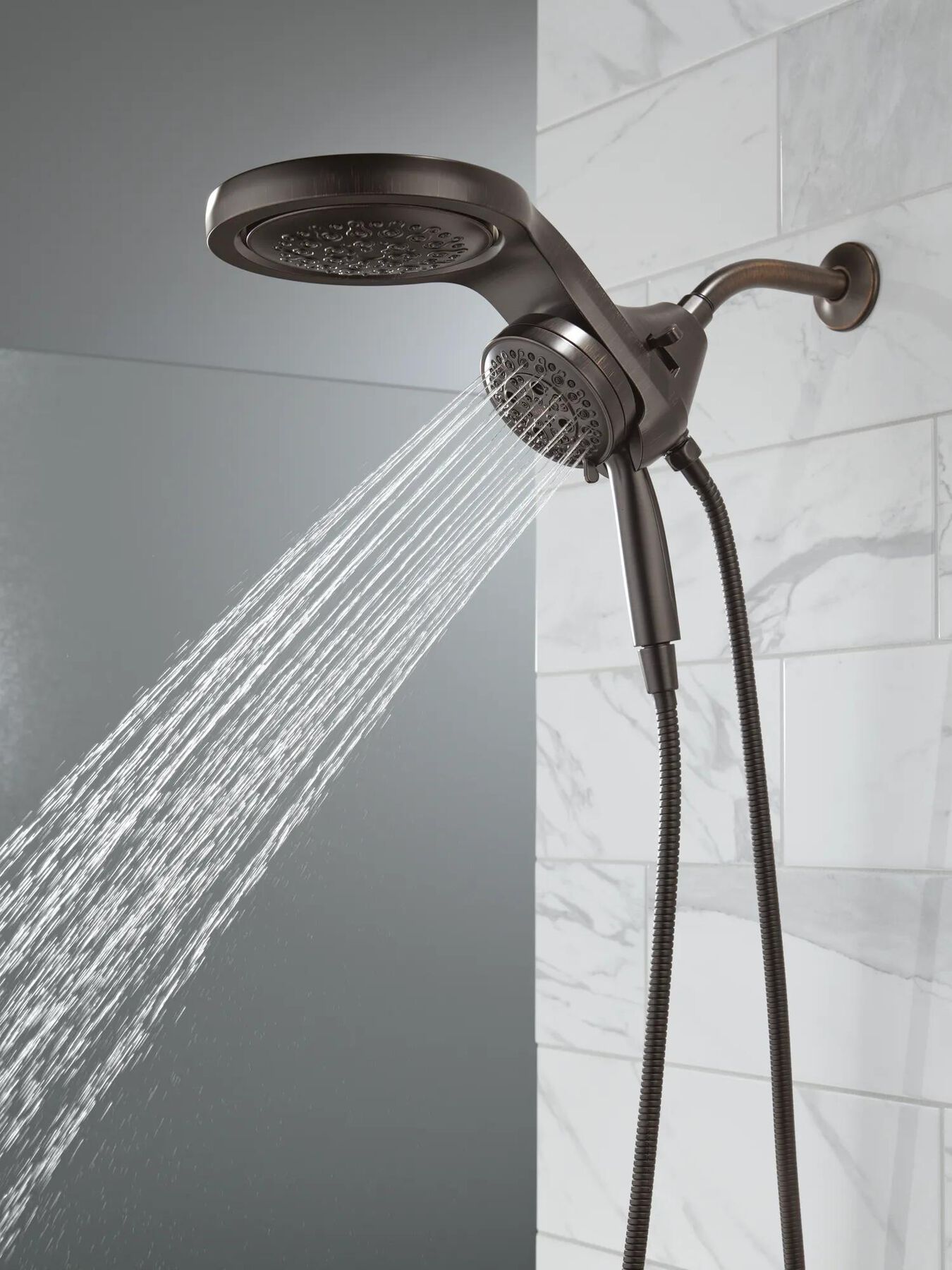 HydroRain&reg; H<sub>2</sub>Okinetic&reg; 5-Setting Two-in-One Shower Head