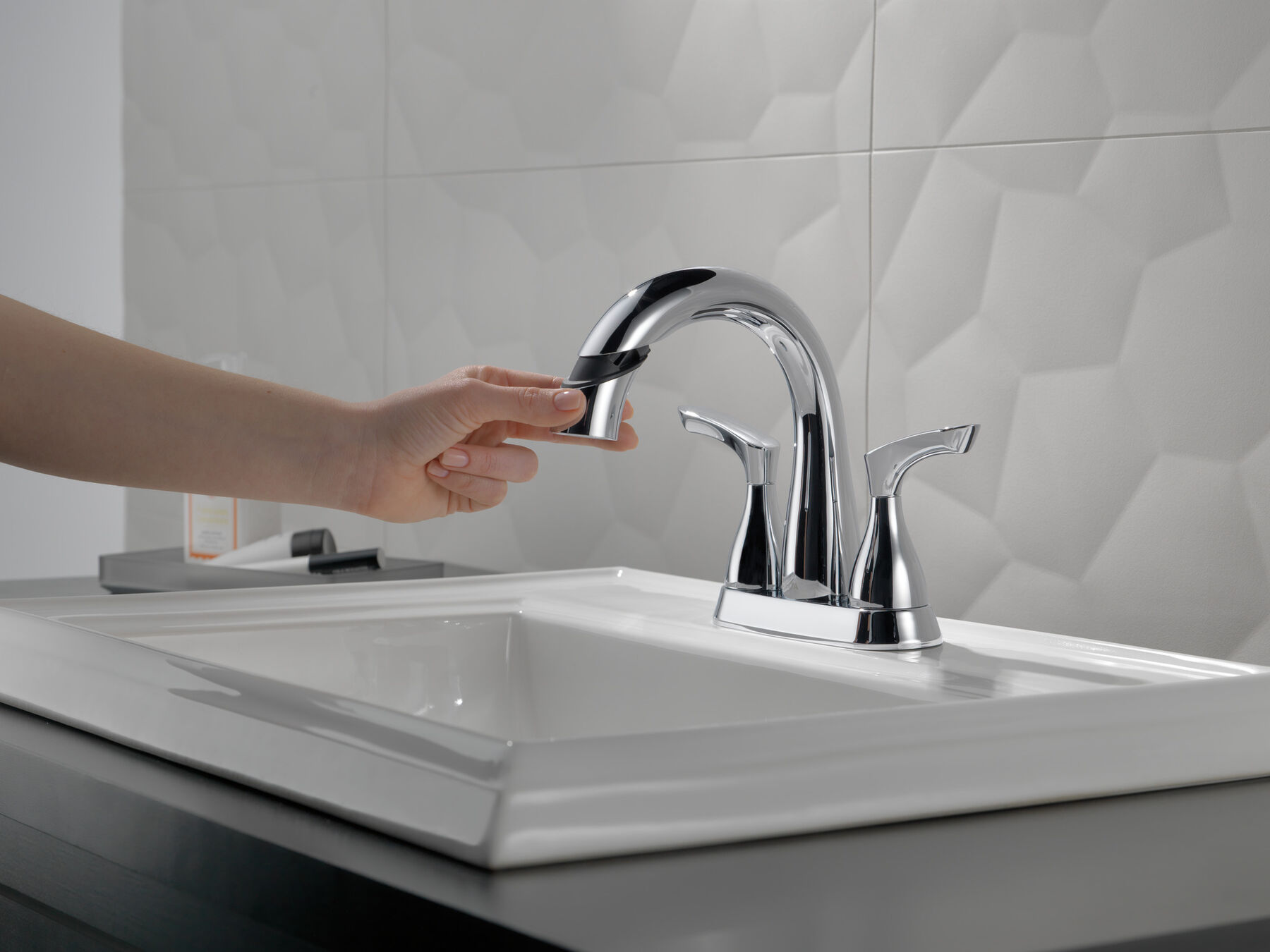 Two Handle Centerset Pull-Down Bathroom Faucet