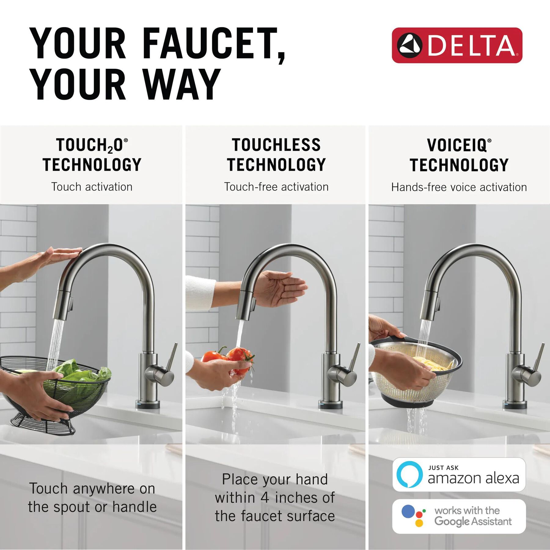 Touch2O with Touchless and VoiceIQ&reg; Technology Single Handle Pull-Down Kitchen Faucet with Soap Dispenser