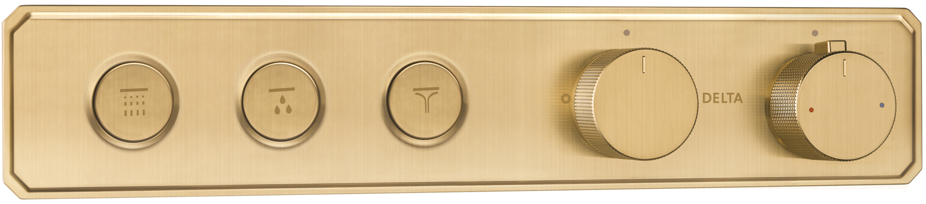 Traditional High Flow Push Button Thermostatic Trim - 3 Outlet