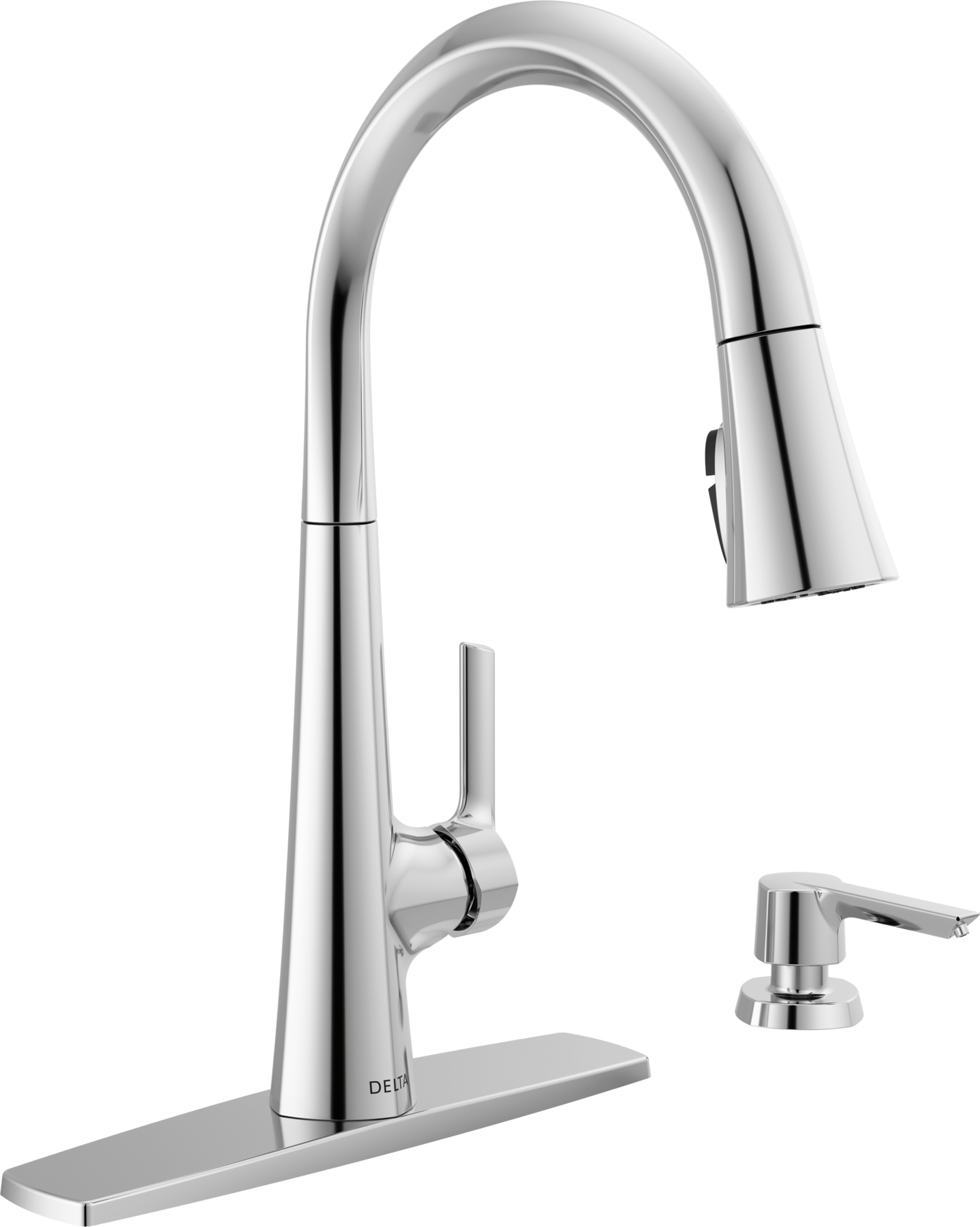 Single Handle Pull-Down Kitchen Faucet with Soap Dispenser and