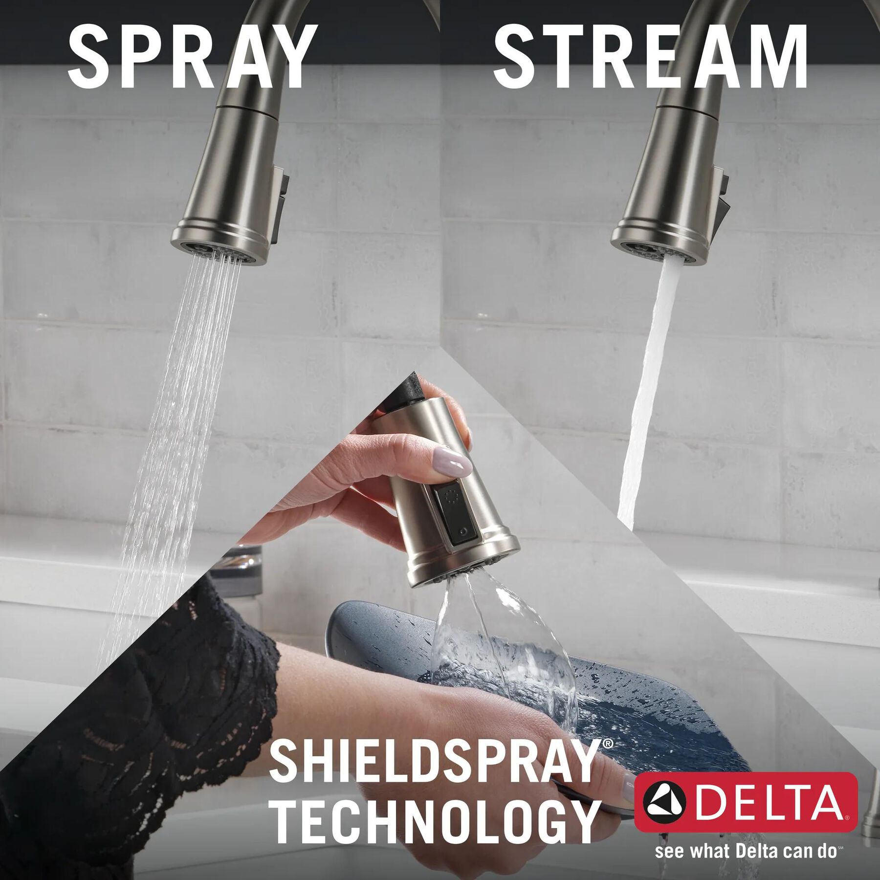 Single Handle Pull-Down Kitchen Faucet with Soap Dispenser and ShieldSpray Technology