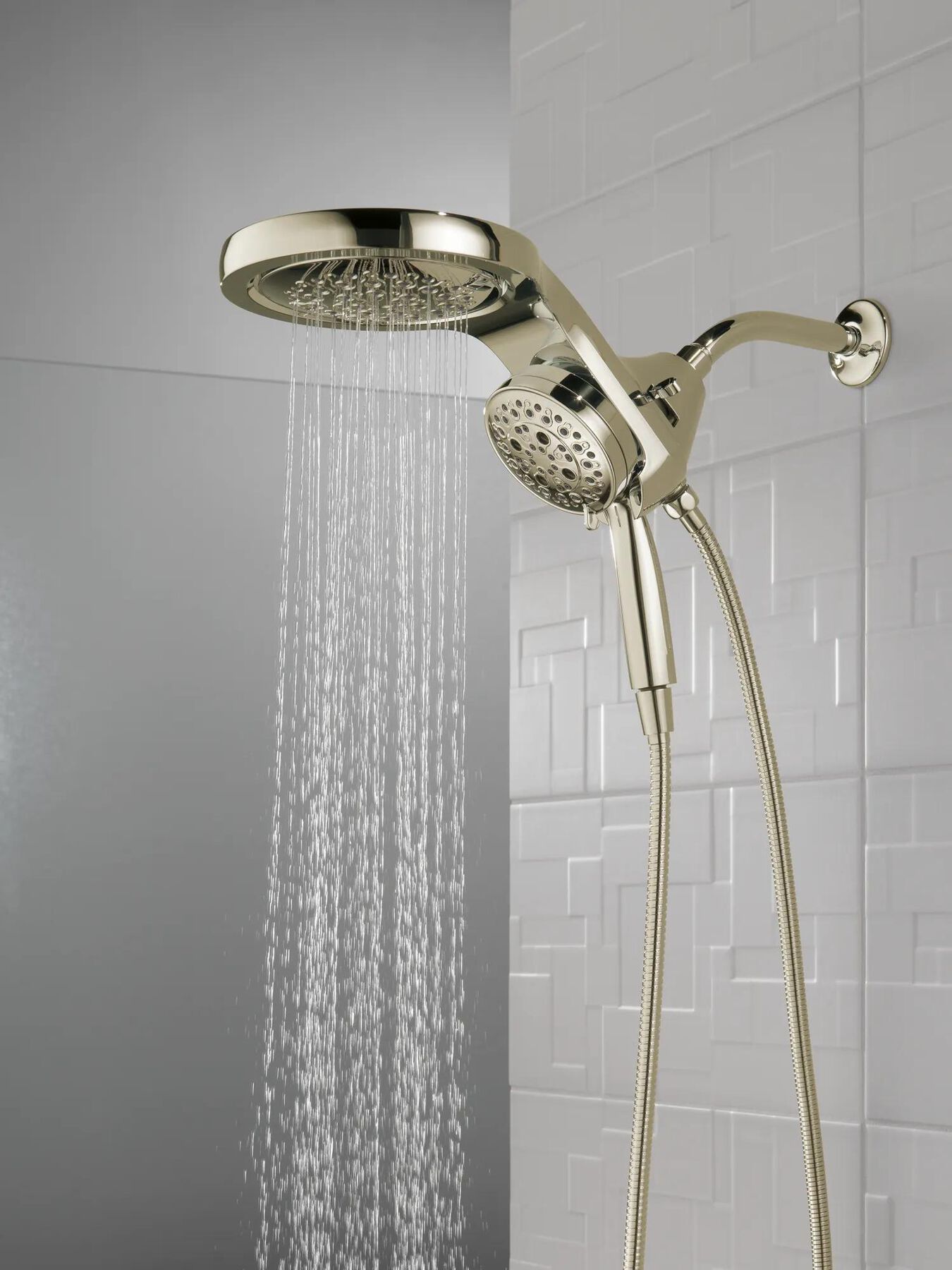 HydroRain&reg; H<sub>2</sub>Okinetic&reg; 5-Setting Two-in-One Shower Head (Recertified)