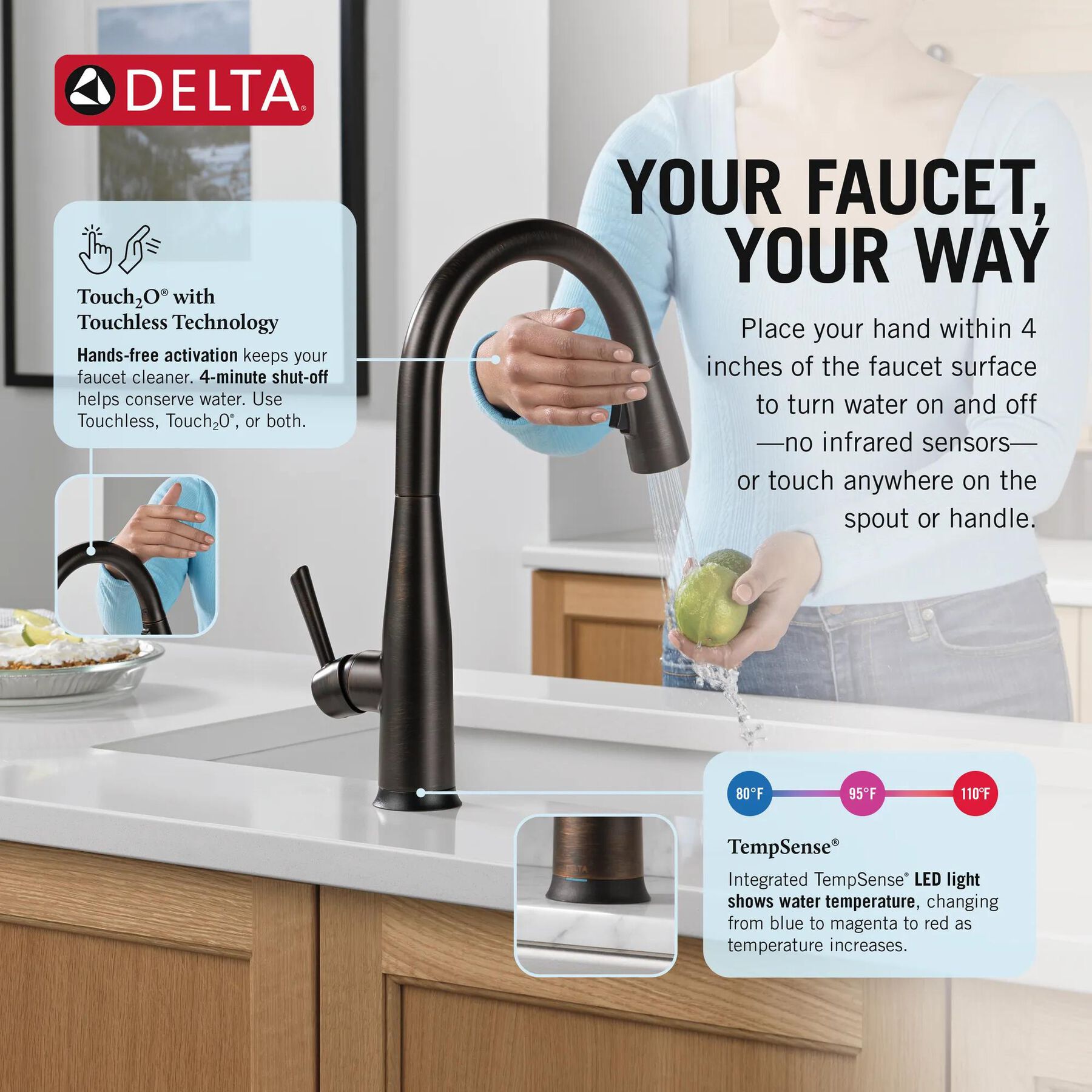 Touch<sub>2</sub>O&reg; Technology Kitchen Faucet with Touchless Technology