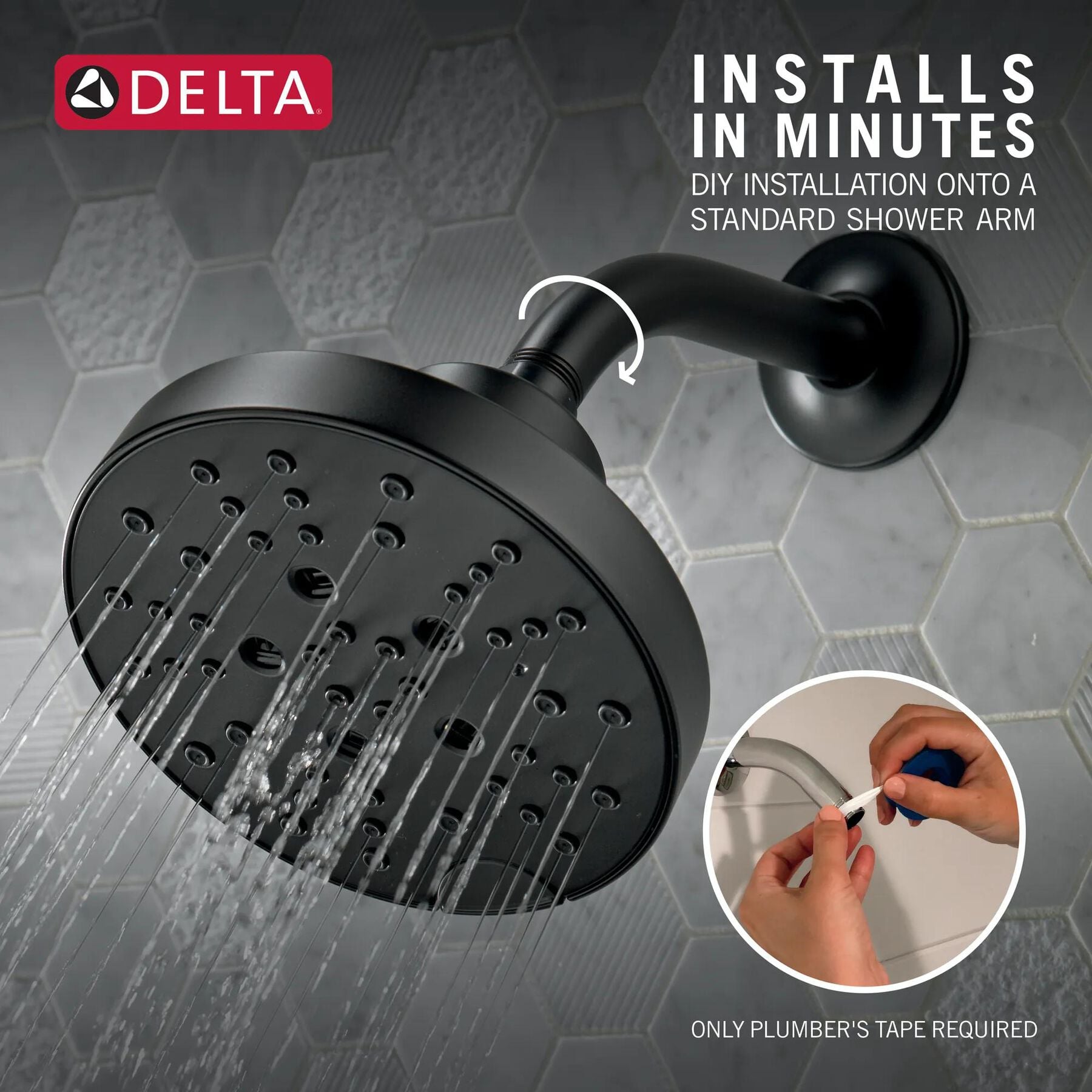 H<sub>2</sub>Okinetic&reg; 5-Setting Contemporary Raincan Shower Head