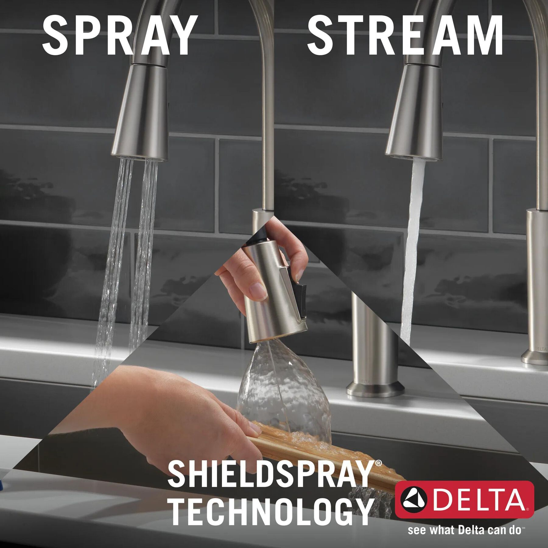 Single Handle Pull-Down Kitchen Faucet with Soap Dispenser and ShieldSpray Technology