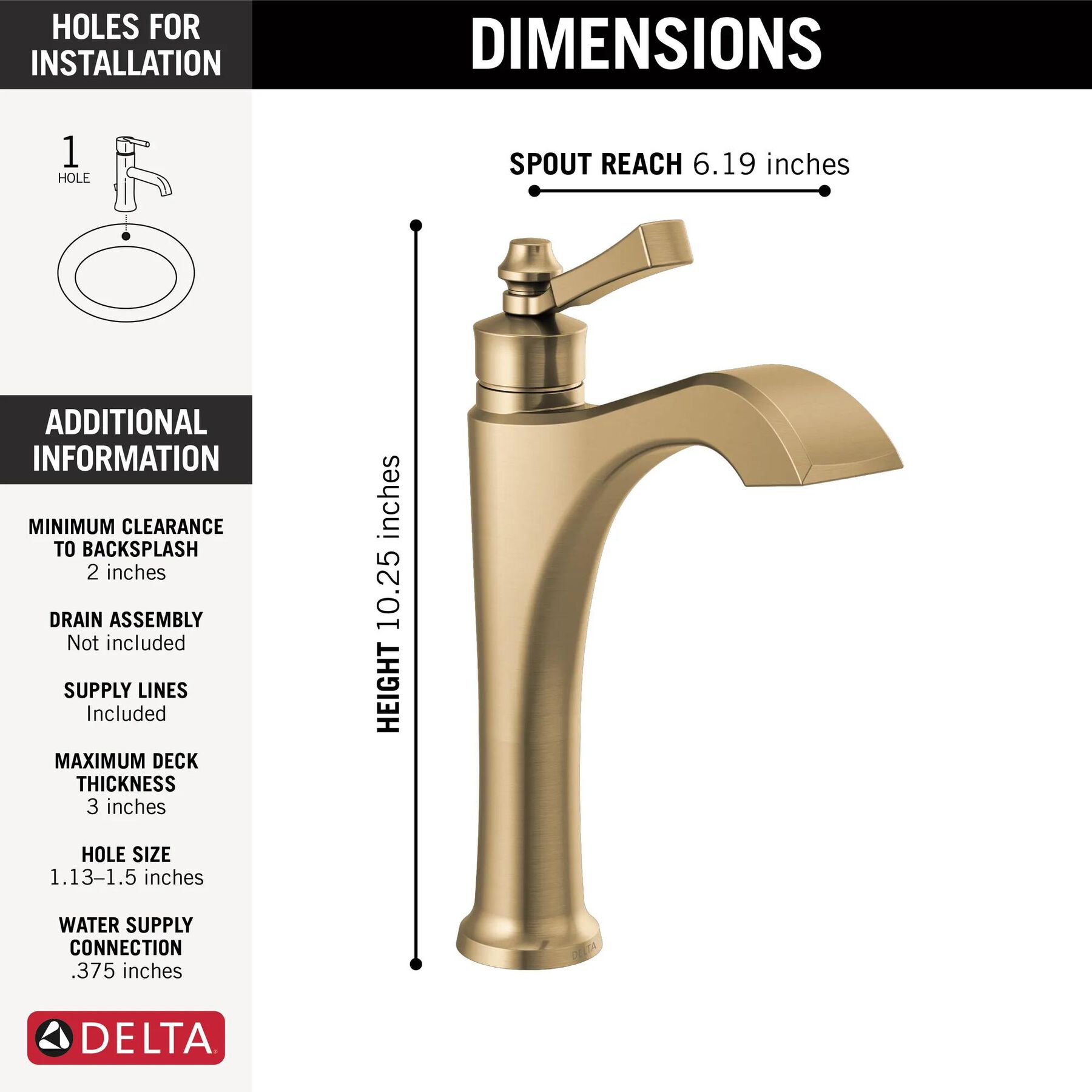 Single Handle Mid-Height Vessel Bathroom Faucet