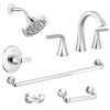 Widespread Lavatory Faucet with 14 Series Shower Trim and Bathroom Accessories Bundle