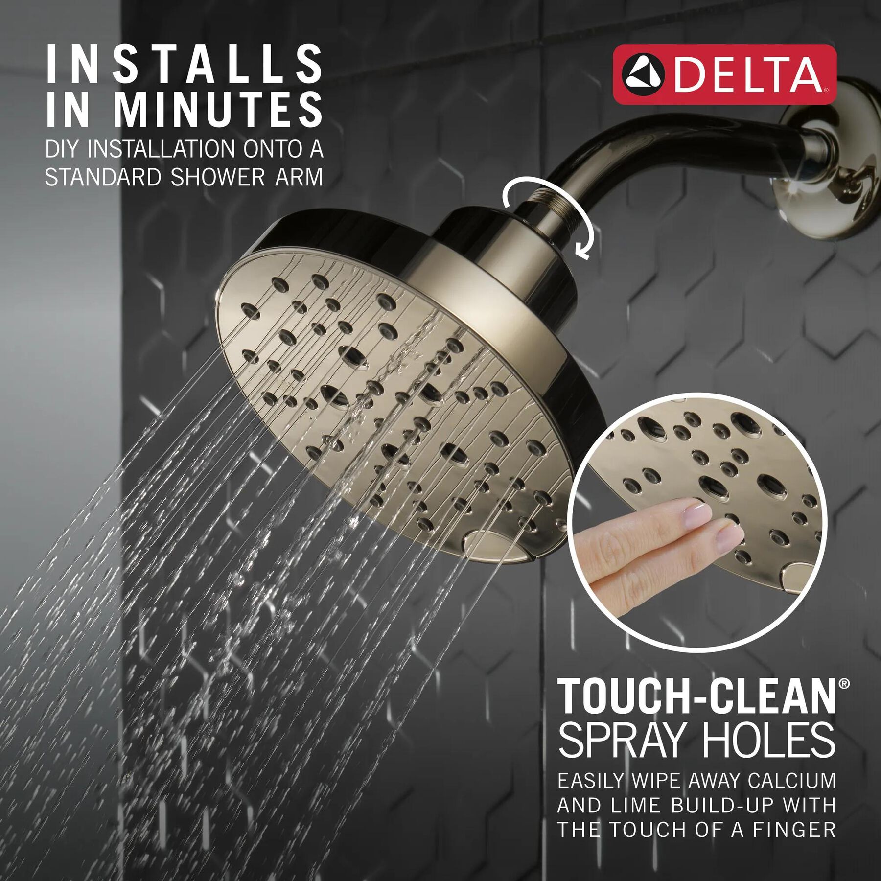 H<sub>2</sub>Okinetic&reg; 5-Setting Contemporary Raincan Shower Head