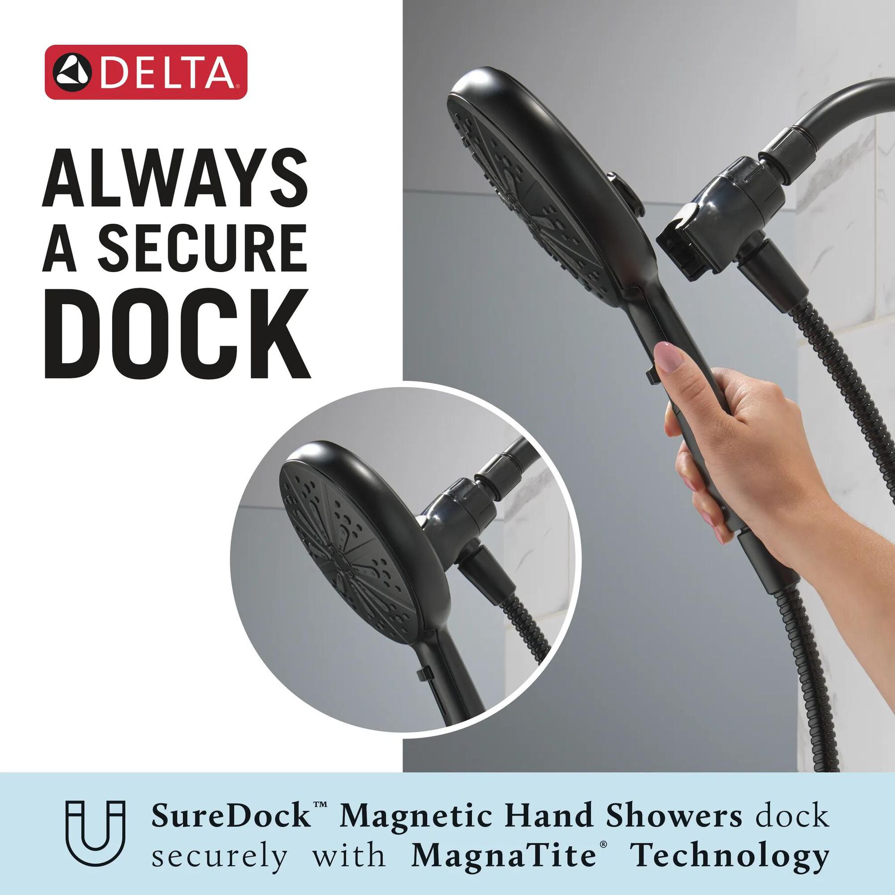 6-Setting SureDock&reg; Magnetic Hand Shower