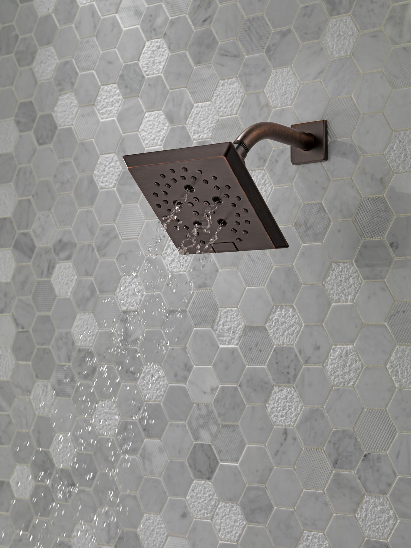 H<sub>2</sub>Okinetic&reg; 5-Setting Angular Modern Raincan Shower Head