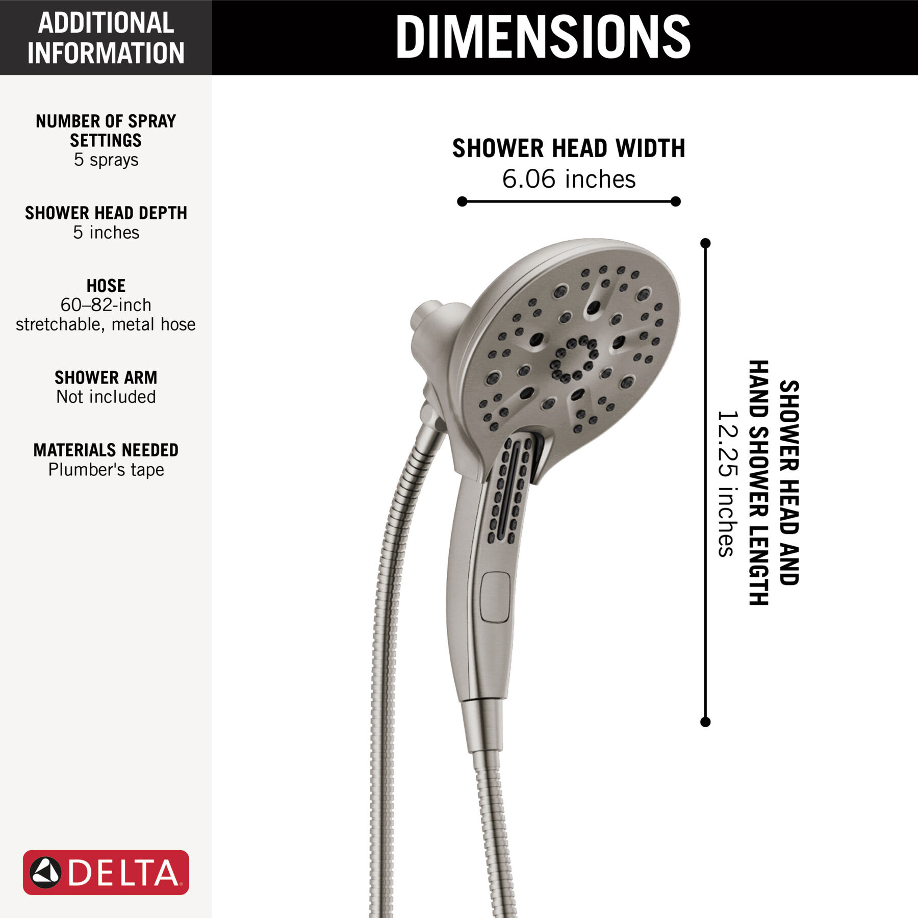 In2ition&reg; H<sub>2</sub>Okinetic&reg; 5-Setting Two-in-One Shower (Recertified)