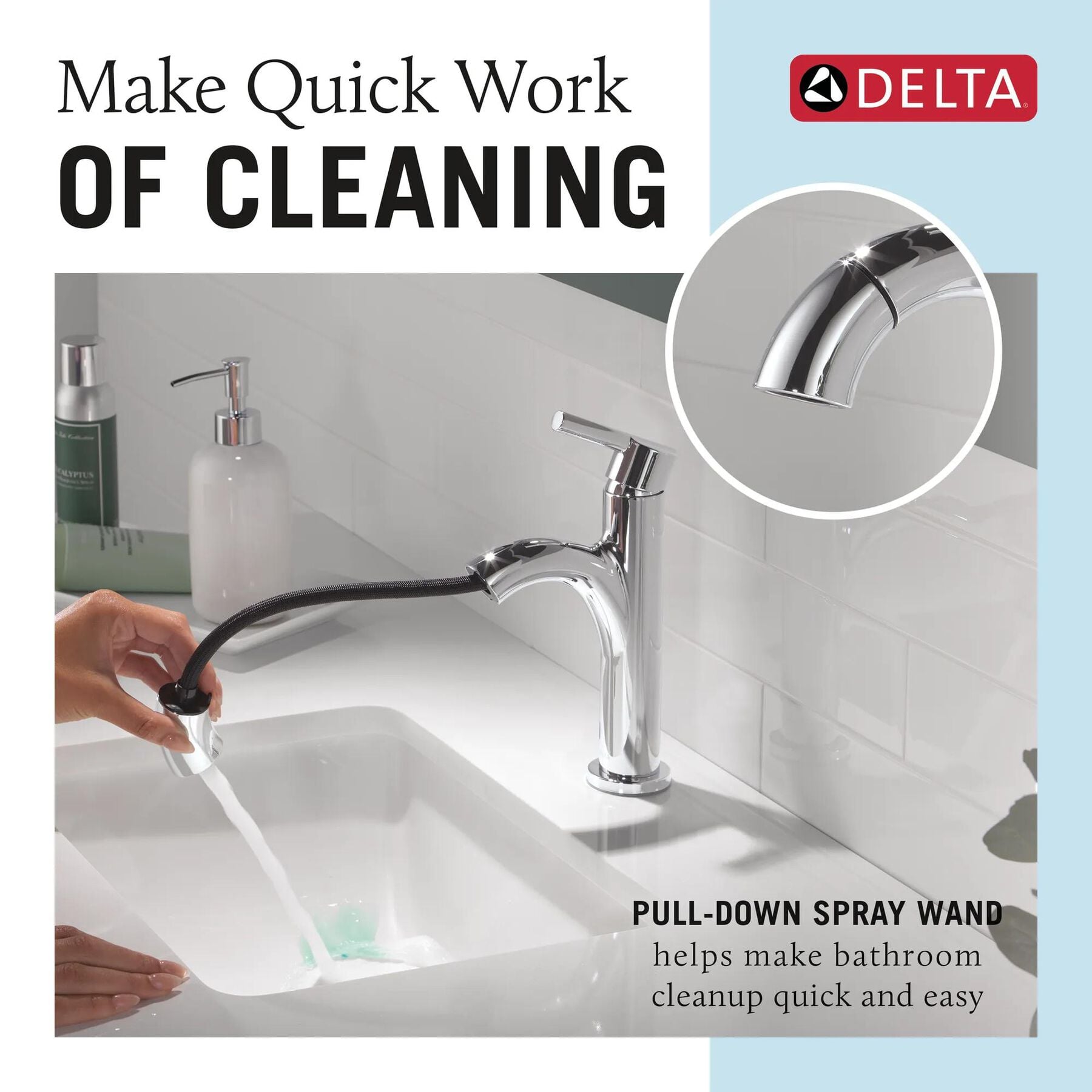 Single Handle Pull-Down Bathroom Faucet