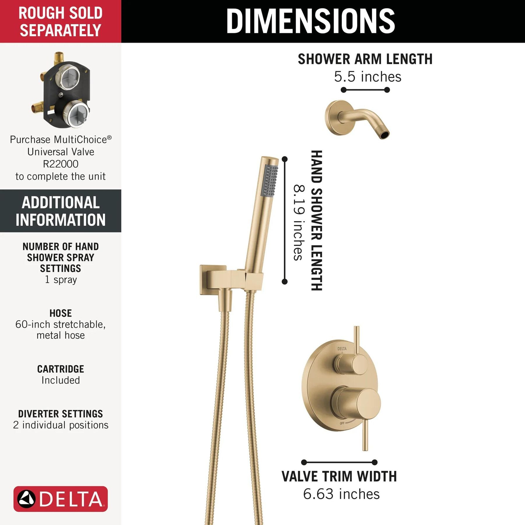 14S Shower Trim & Hand Shower - Less Head