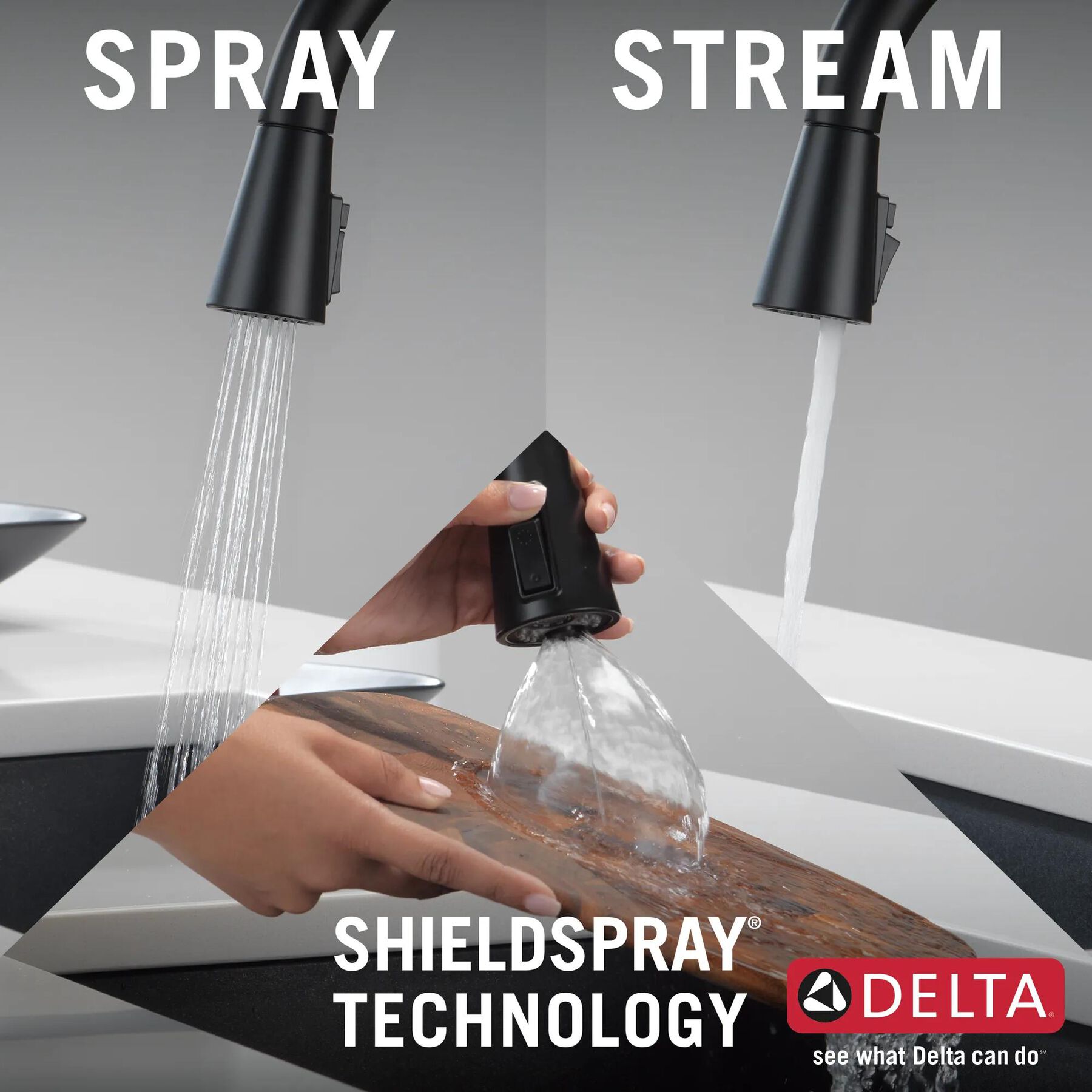 Single Handle Pull-Down Kitchen Faucet with Soap Dispenser and ShieldSpray Technology