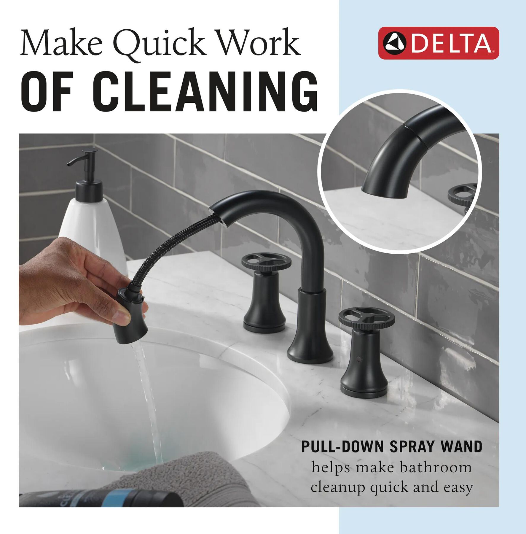 Two Handle Widespread Pull Down Bathroom Faucet