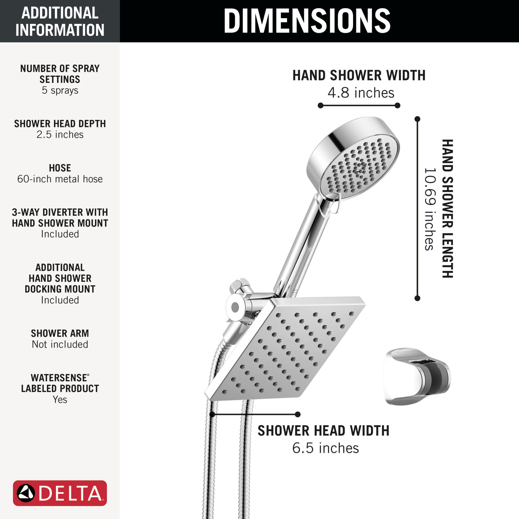 5-Setting Two-in-One Combination Shower