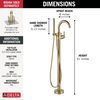 Single Handle Floor Mount Tub Filler Trim with Hand Shower