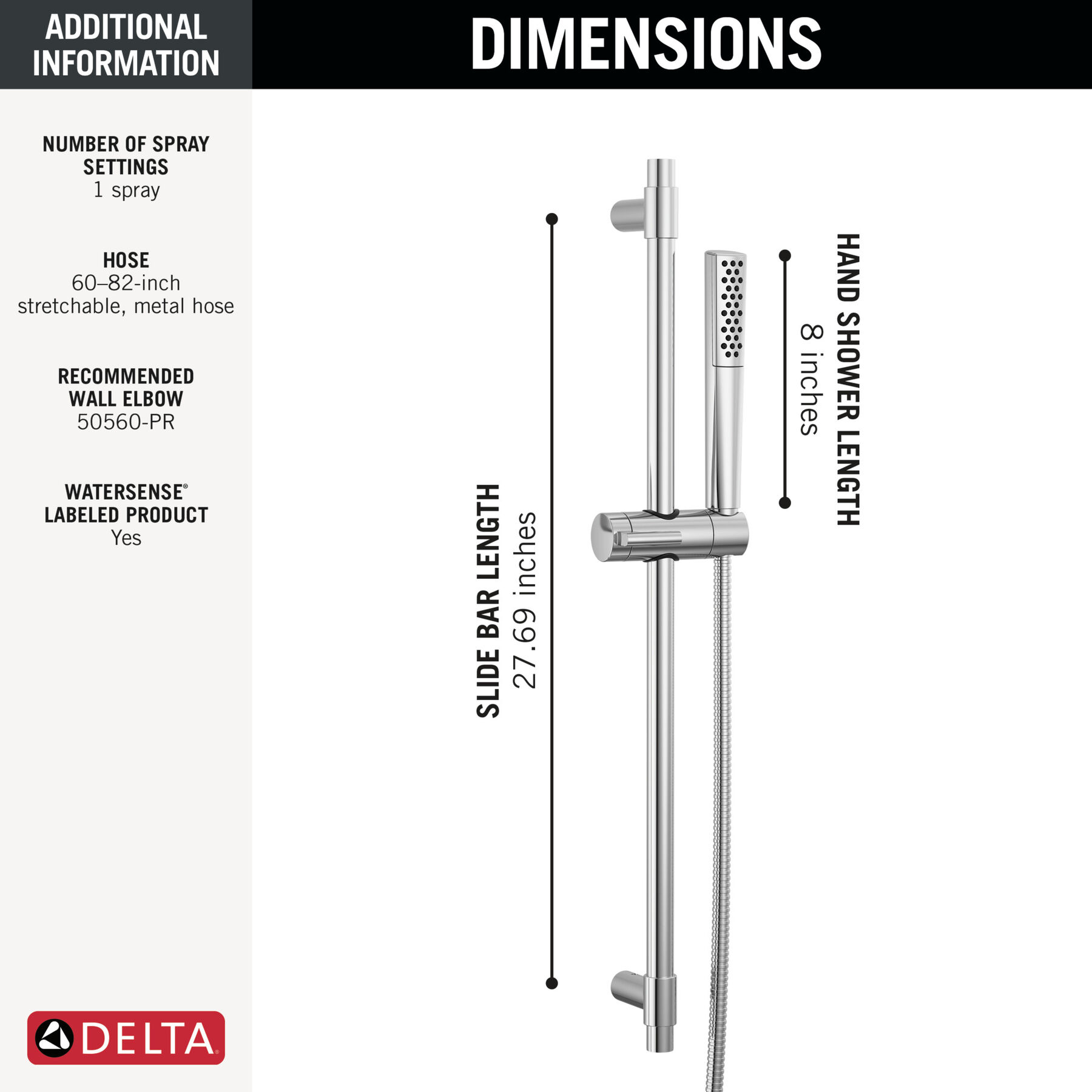 Premium Single-Setting Slide Bar Hand Shower