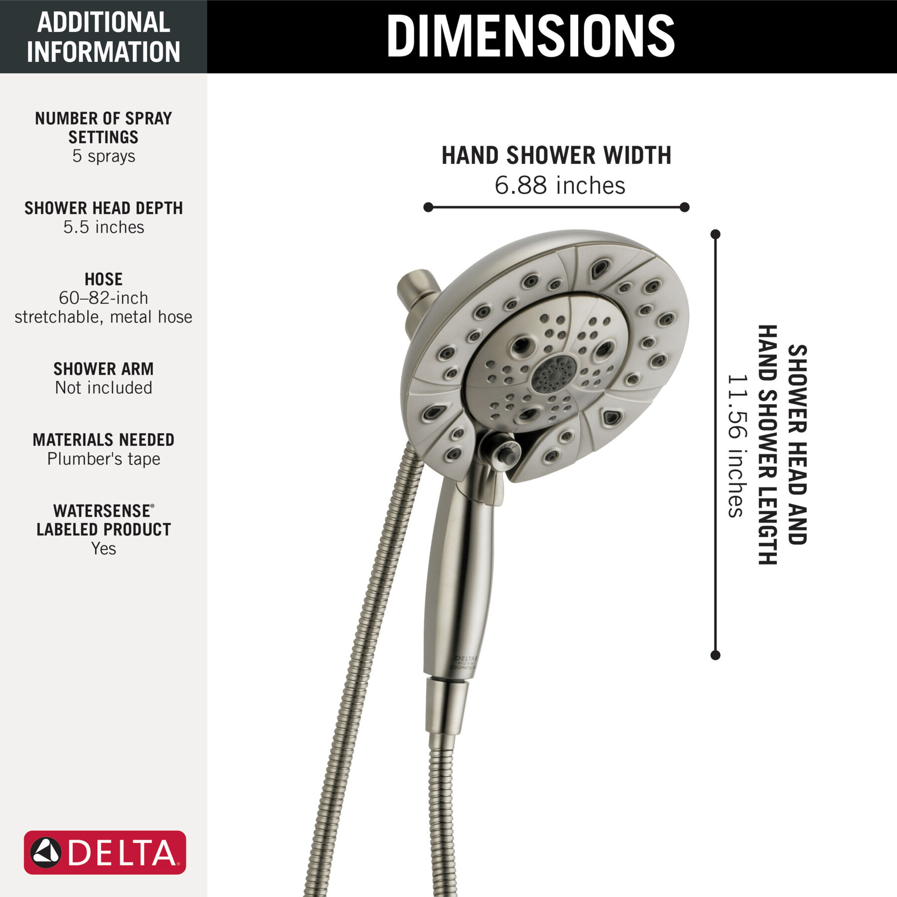 H<sub>2</sub>Okinetic&reg; In2ition&reg; 5-Setting Two-in-One Shower (Recertified)