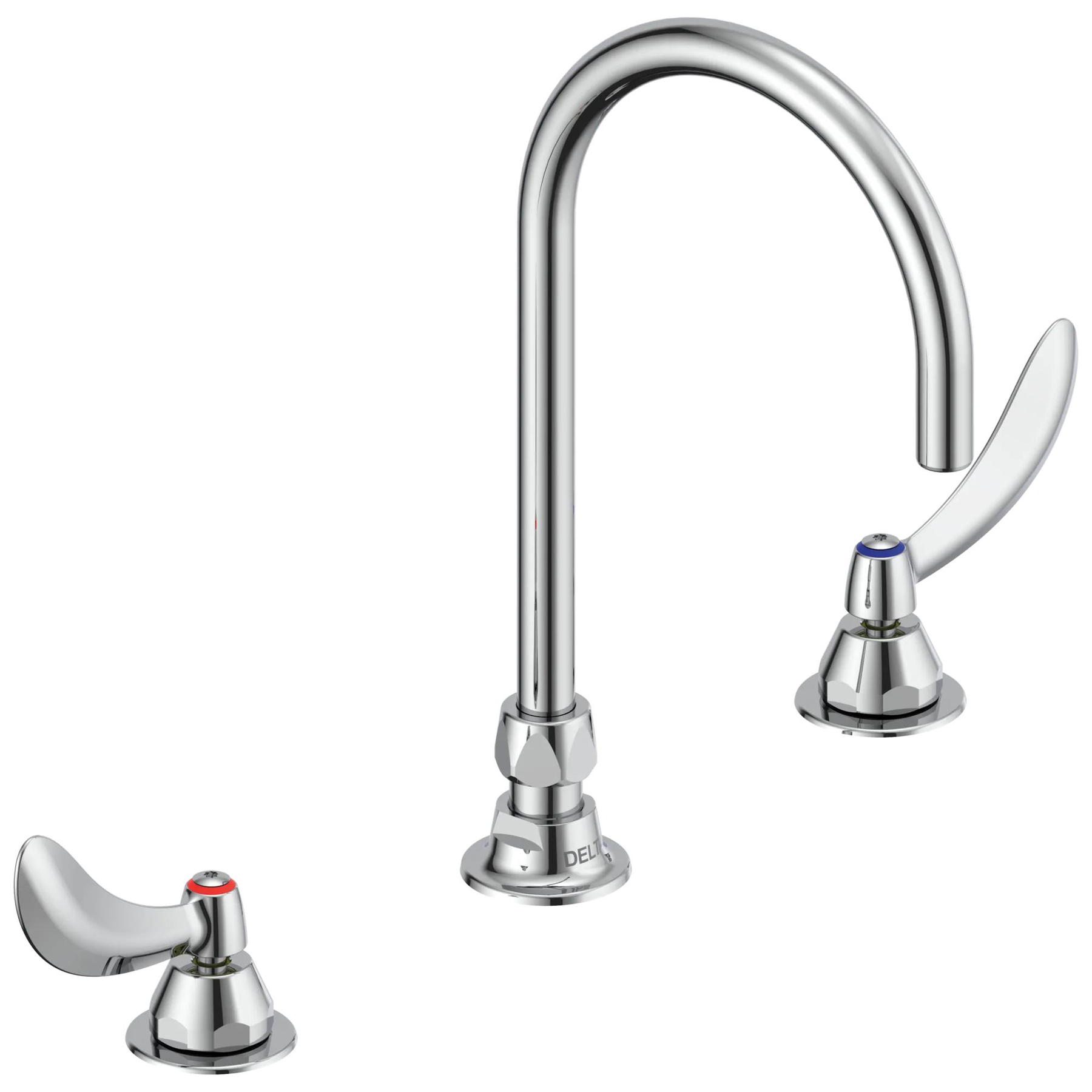 Two Handle Widespread Lavatory Faucet with Gooseneck Spout - Less Pop-Up