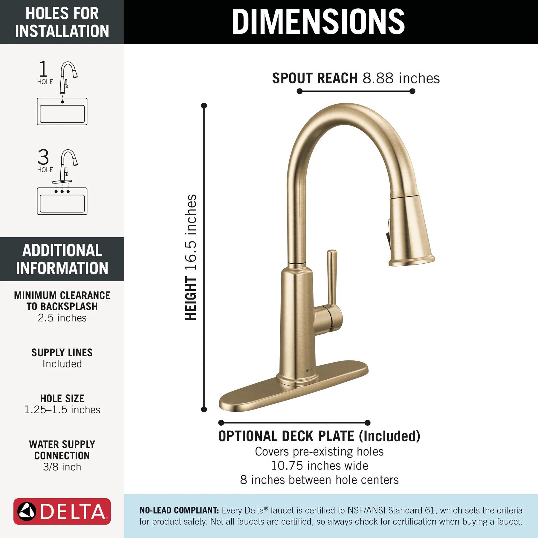 Single Handle Pull-Down Kitchen Faucet (Recertified)